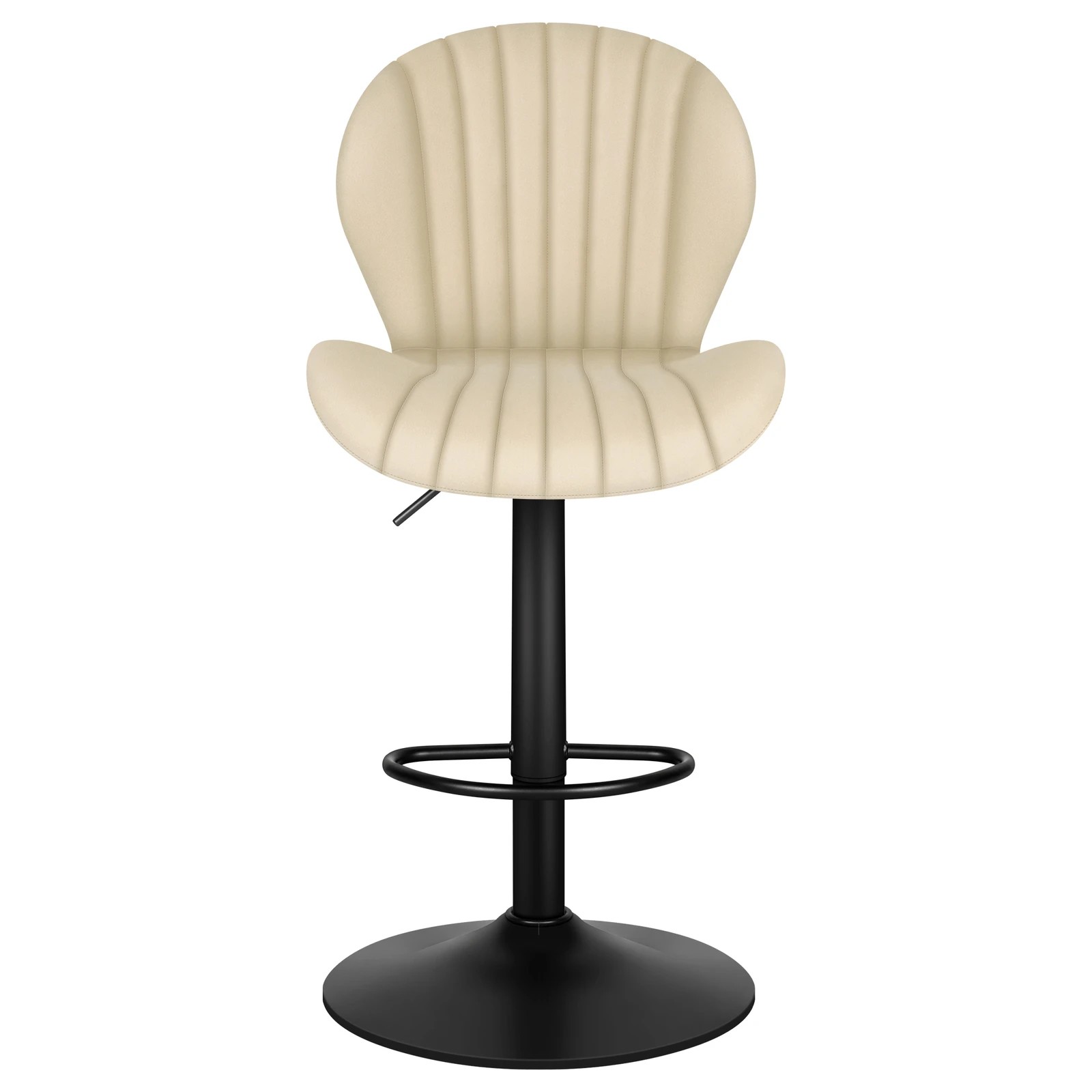 6 Alfordson 2x Bar Stools Gas Lift Air Leather Bar Chairs Kitchen Swivel - Beige, 6 of 10