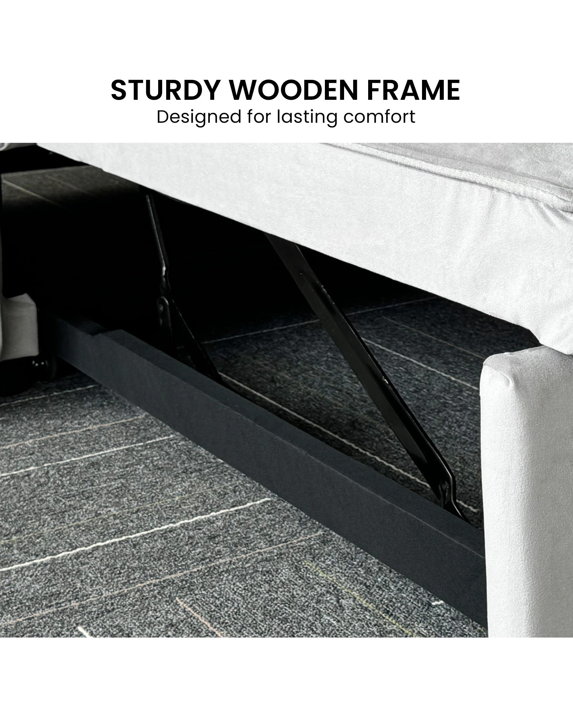 7 Sarantino Fenton Velvet 2-Seater Sofa Bed - Light Grey, 7 of 9