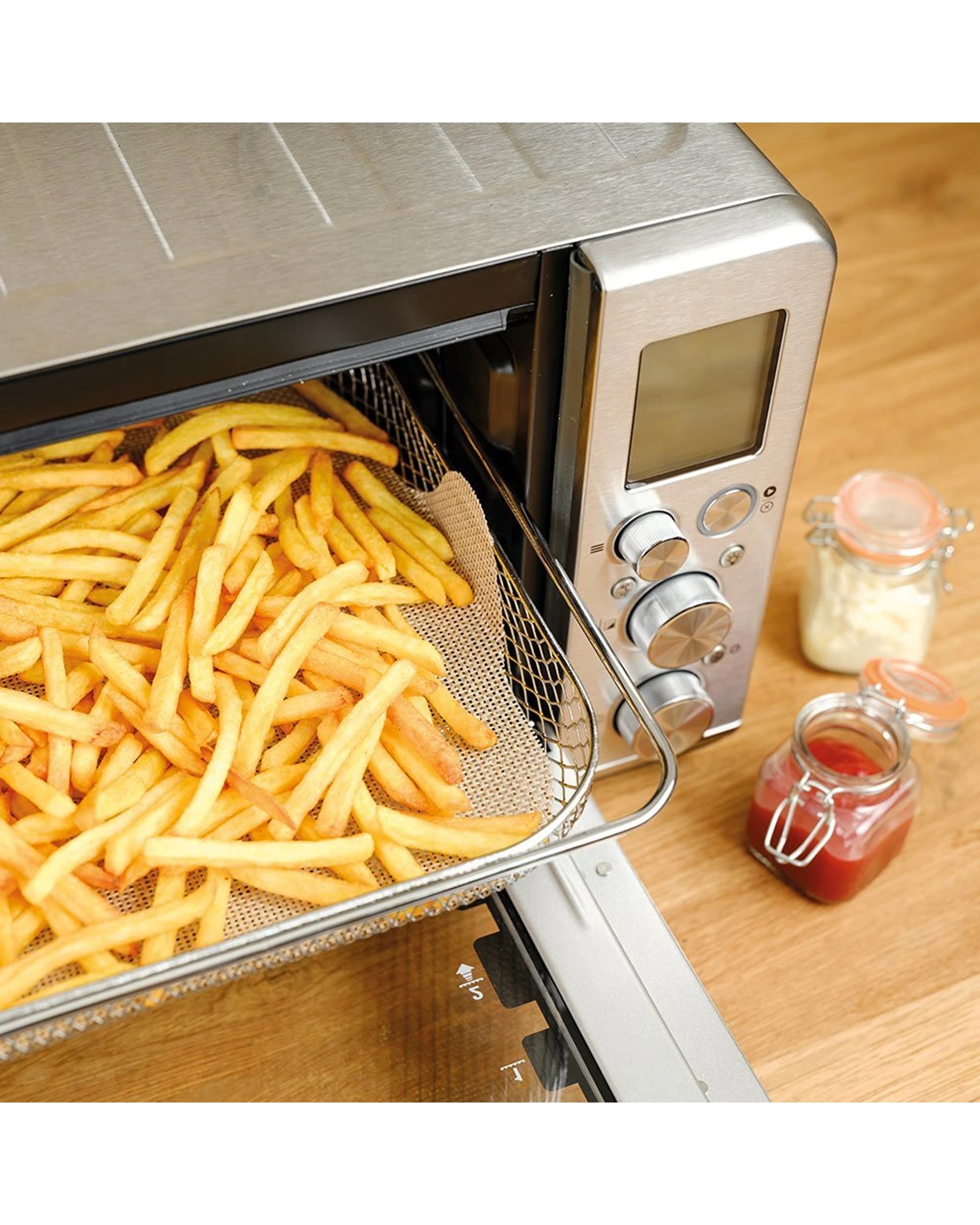 4 Nostik 2PC Reusable Rectangular Air Fryer Liner Set 31cm x 40cm Non-Stick - Beige, 4 of 5