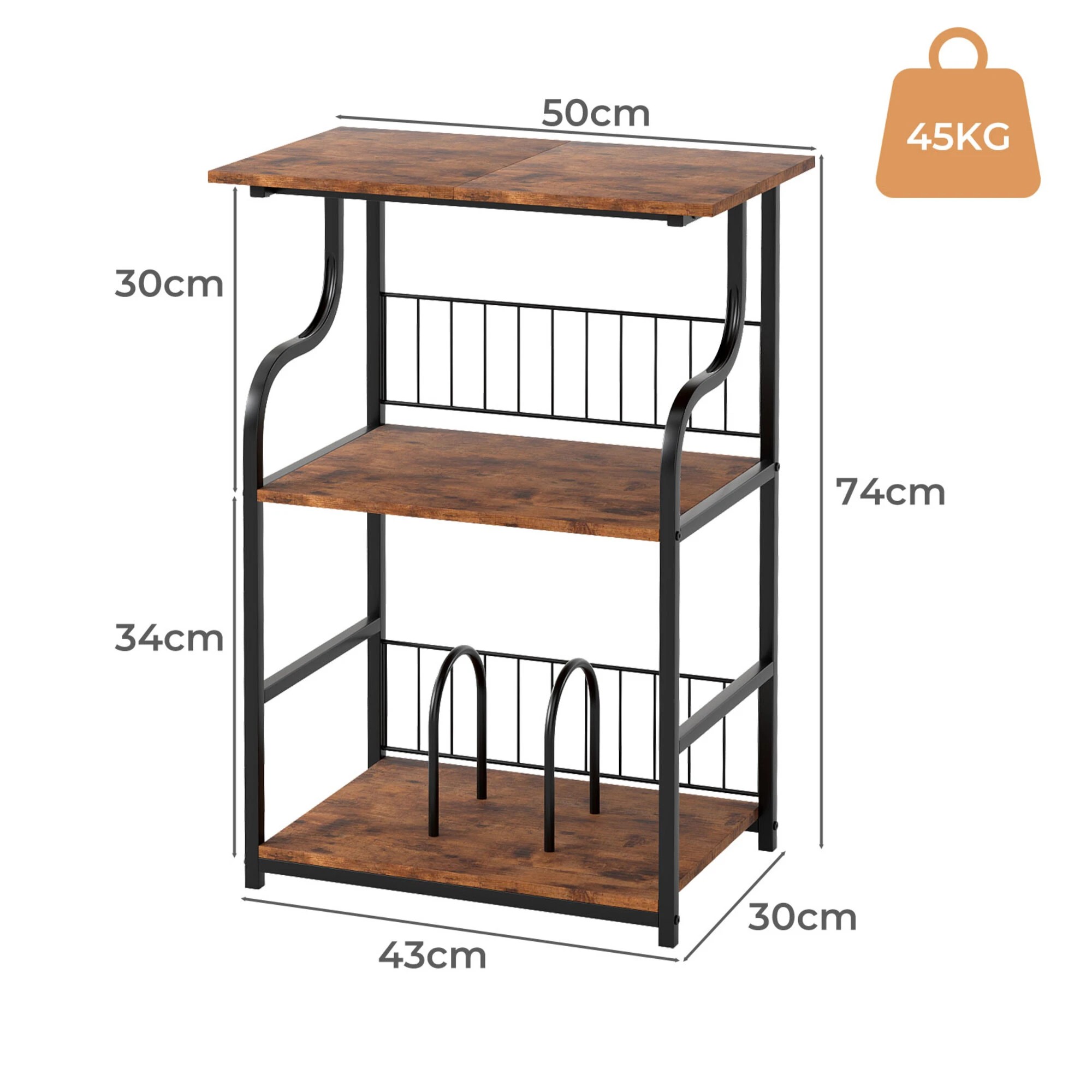 3 Levede Side Table 3-Tier - Brown, 3 of 9