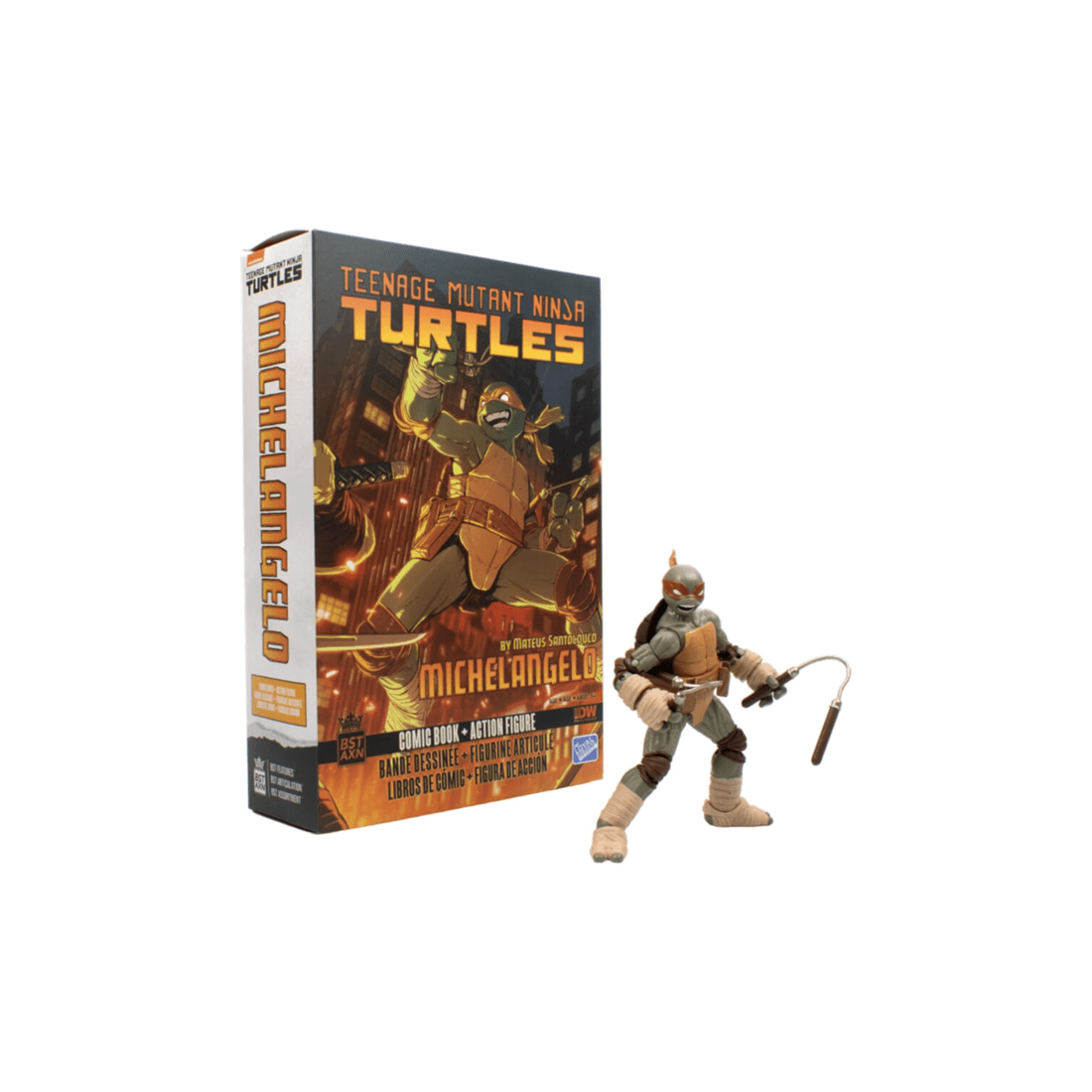 1 Teenage Mutant Ninja Turtles Michelangelo Action Figure Comic Book Collector Box - Orange, 1 of 6