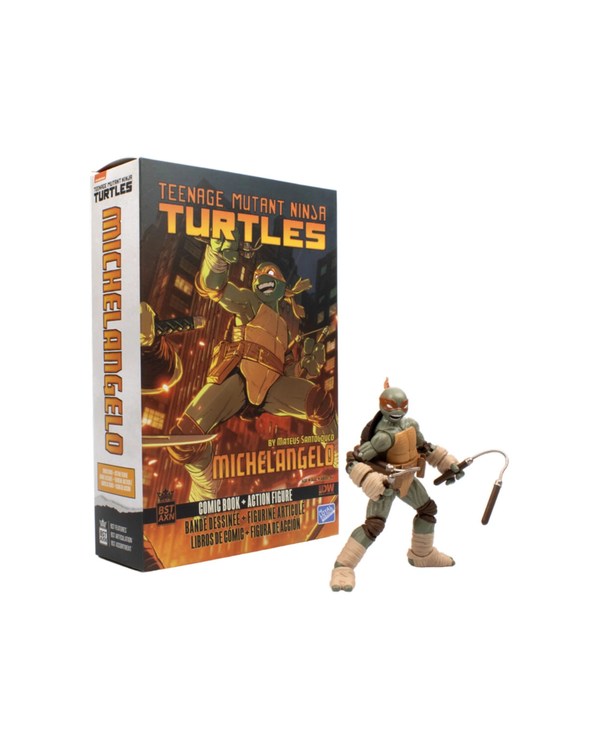 1 Teenage Mutant Ninja Turtles Michelangelo Action Figure Comic Book Collector Box - Orange, 1 of 6