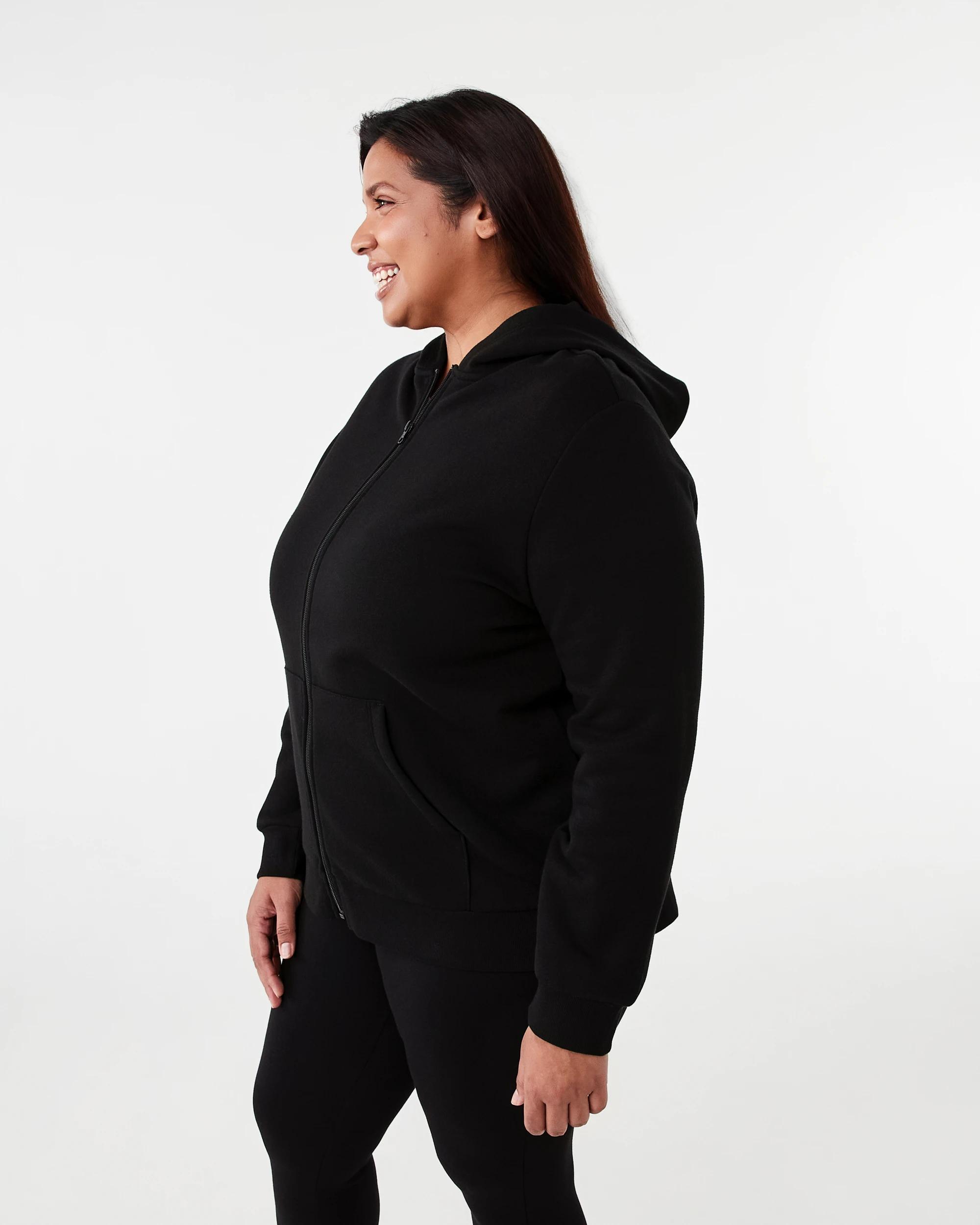 3 Curve Zip Through Hoodie Black, 3 of 6