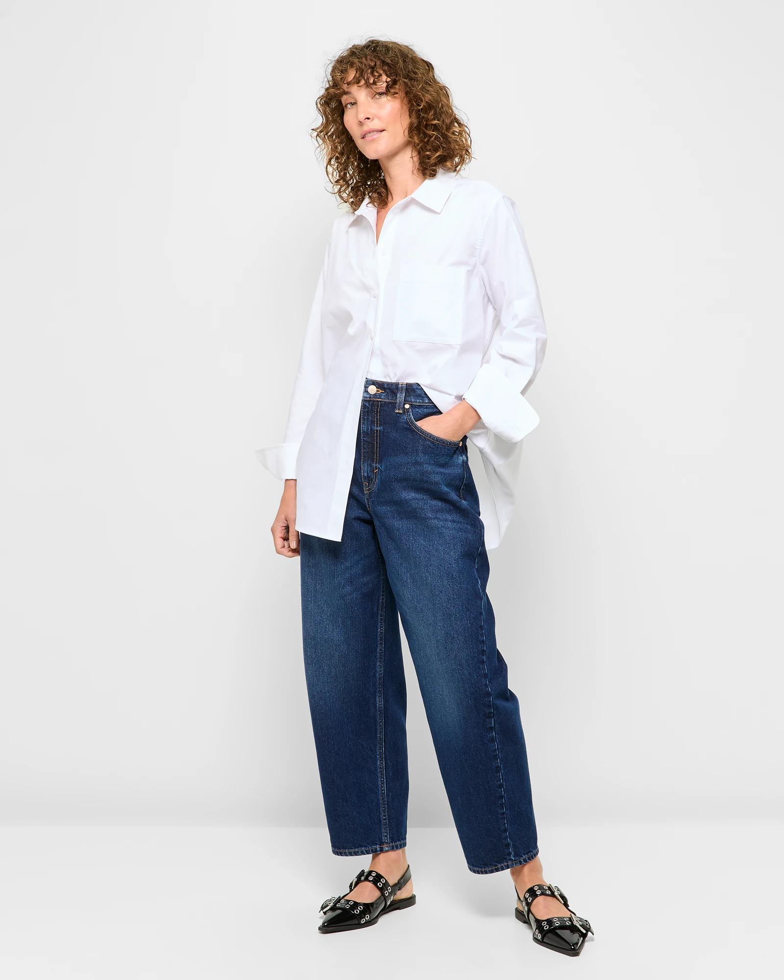 1 Target Relaxed High Rise Crop Length Barrel Leg Denim Jeans ORIGINAL INDIGO, 1 of 5