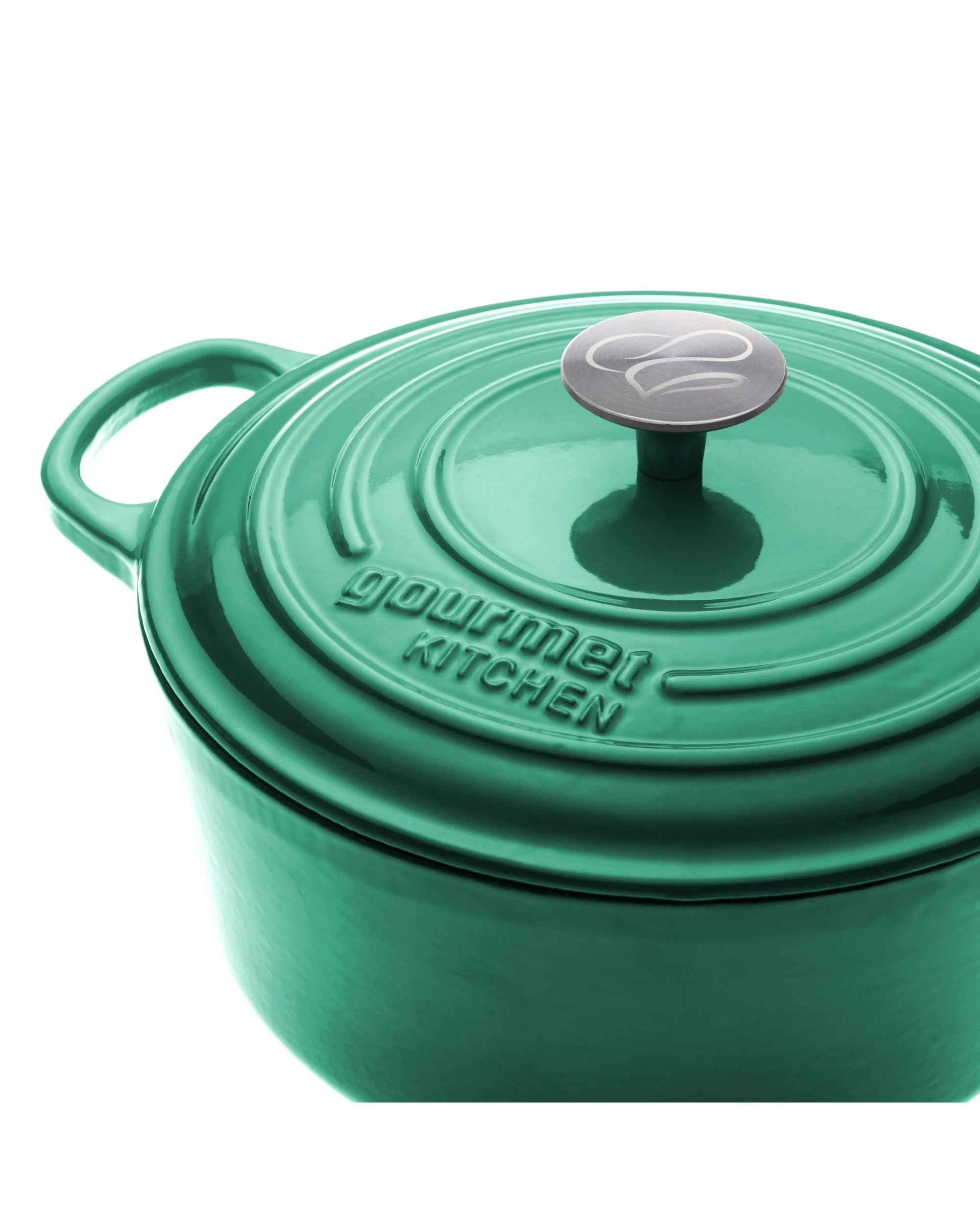 7 Gourmet Kitchen Enamelled Cast Iron Casserole 28cm - Eden Green, 7 of 9