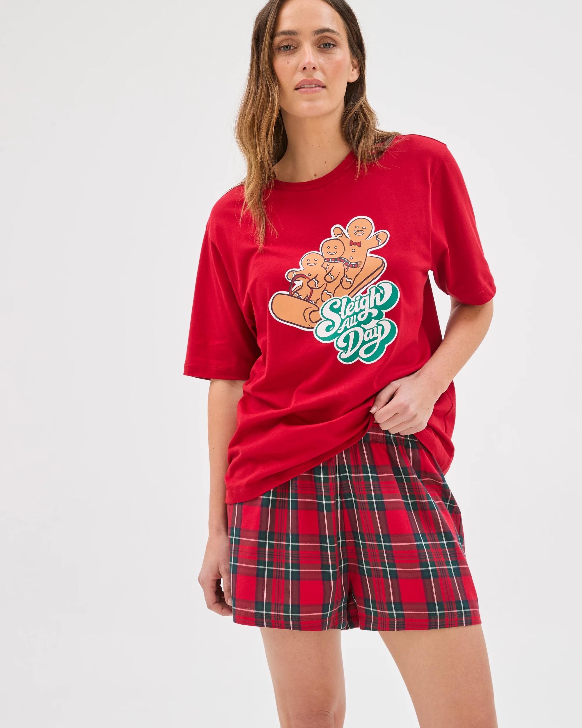 4 Target Woman Family Matching Christmas Australian Cotton Womens Pyjama Set - Gingerbread Sleigh All Day GINGERBREAD SLEIGH ALL DAY, 4 of 8