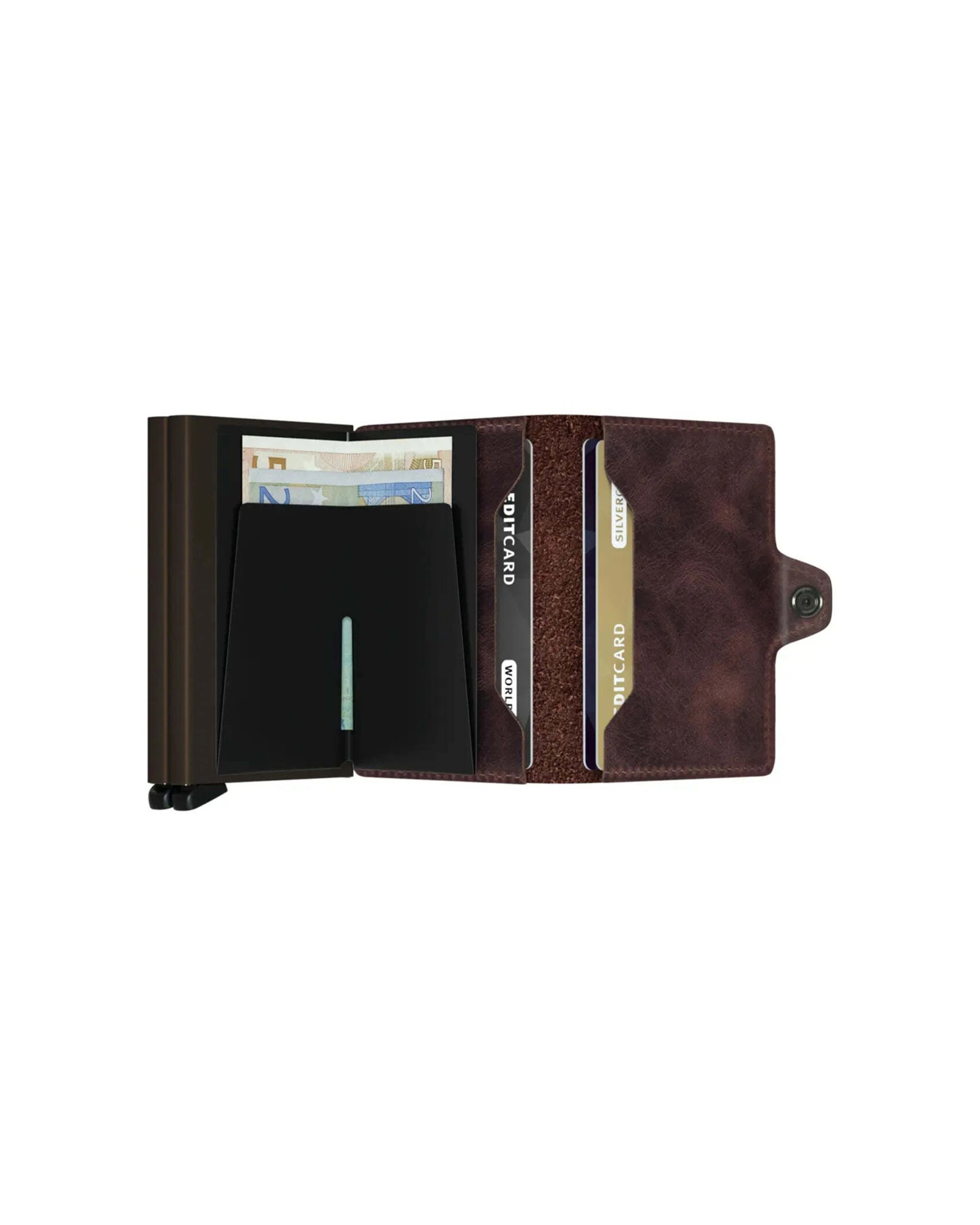 3 Secrid Twinwallet Compact RFID Wallet Aluminium Leather RFID Protection Vintage Chocolate - Brown, 3 of 4