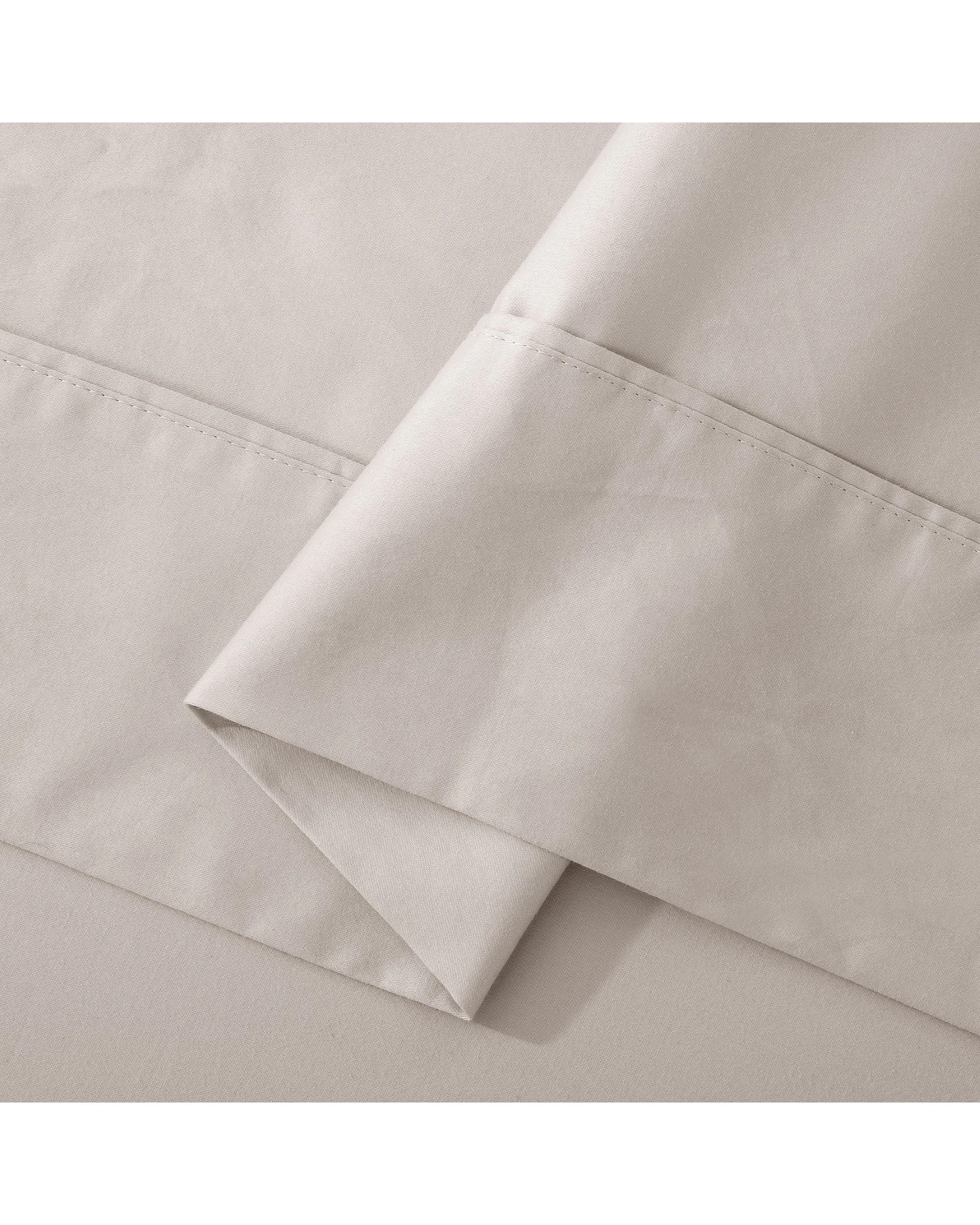 4 ESSN 500TC Cotton Sateen Flat Sheet - Queen Bed - Stone, 4 of 5