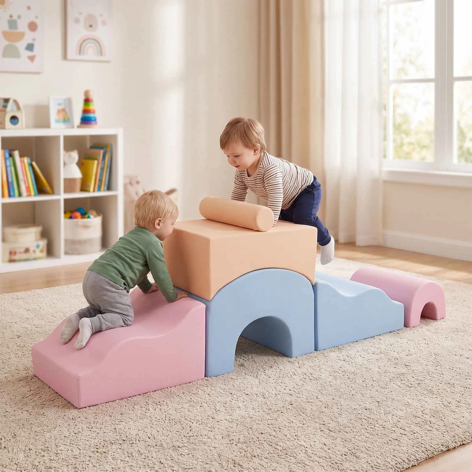 3 Costway 6 Piece Crawl & Climb Foam Play Set Climbing Blocks Soft Toys Indoor Gym Playset - Multi, 3 of 3