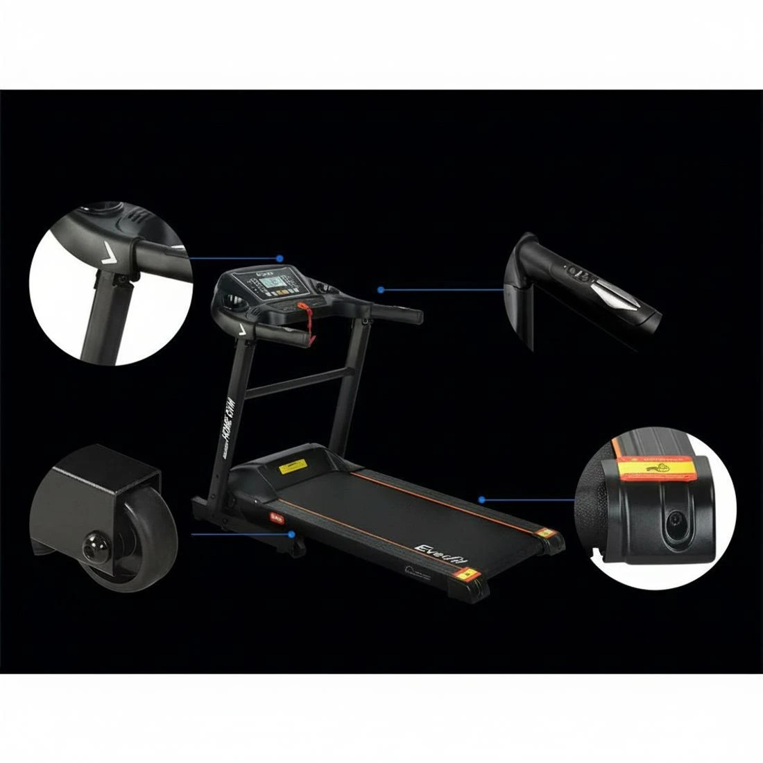 7 Everfit Treadmill Electric Home Gym Fitness Exercise Machine Foldable 400mm - Black, 7 of 7