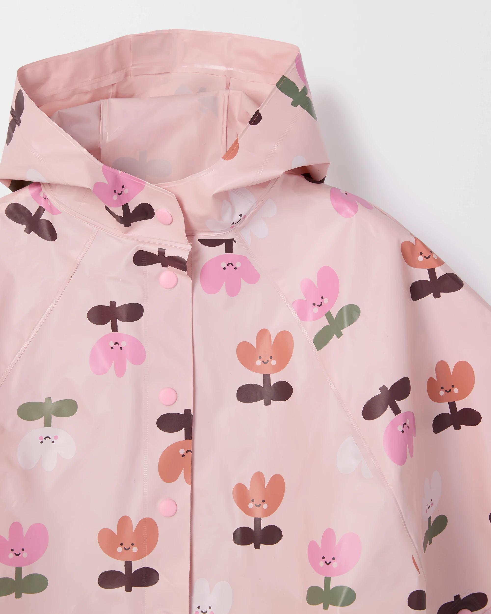 2 Target Kids Tulip Print Poncho Raincoat PINK, 2 of 3