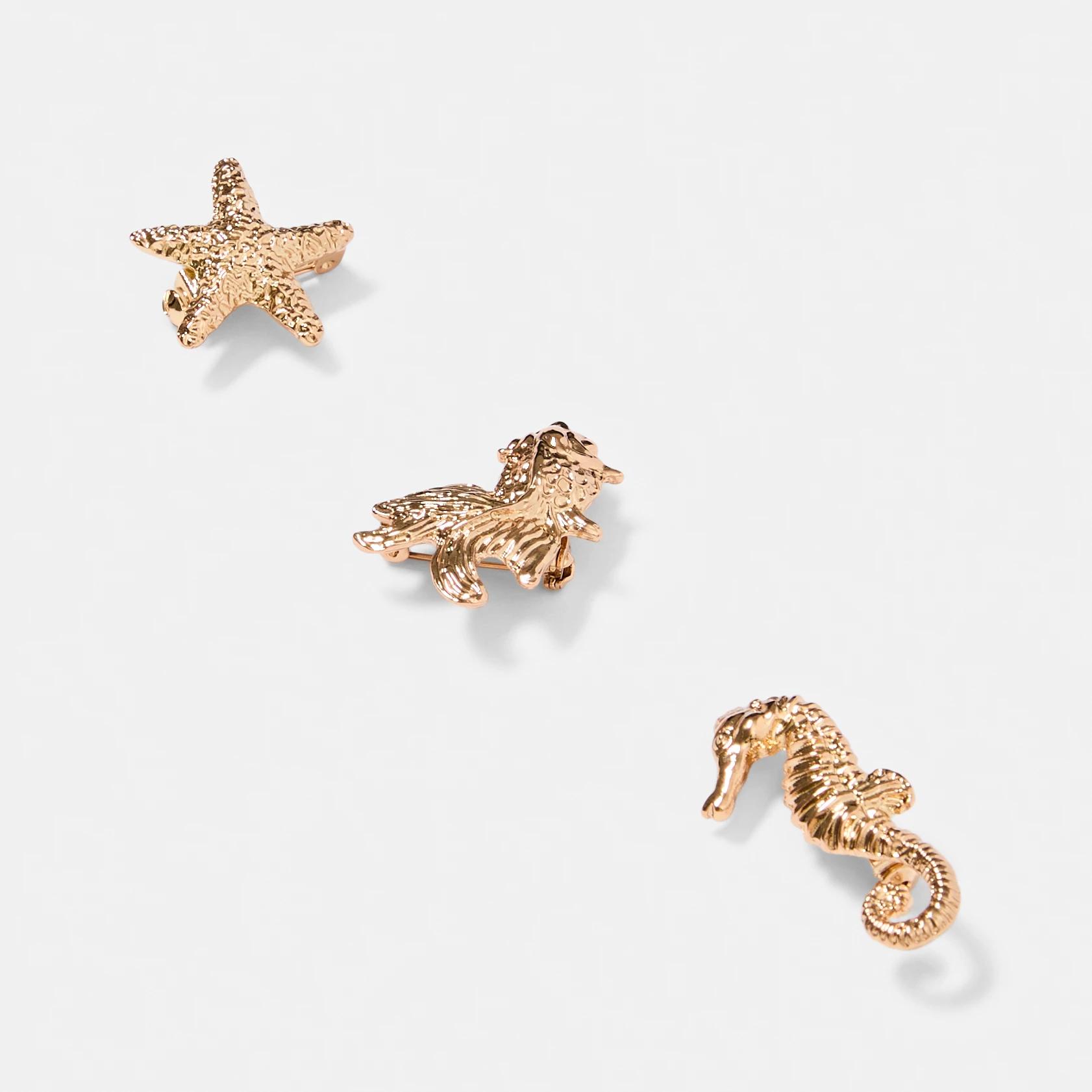 2 3 Pack Ocean Brooch - Gold Tone Gold, 2 of 3