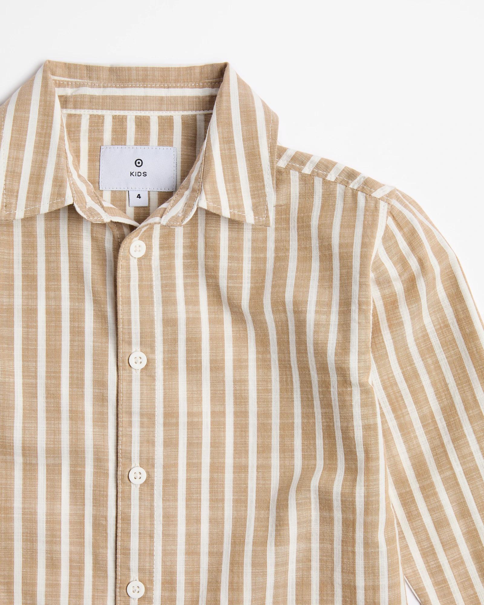 5 Target Australian Cotton Textured Shirt TAN STRIPE, 5 of 5