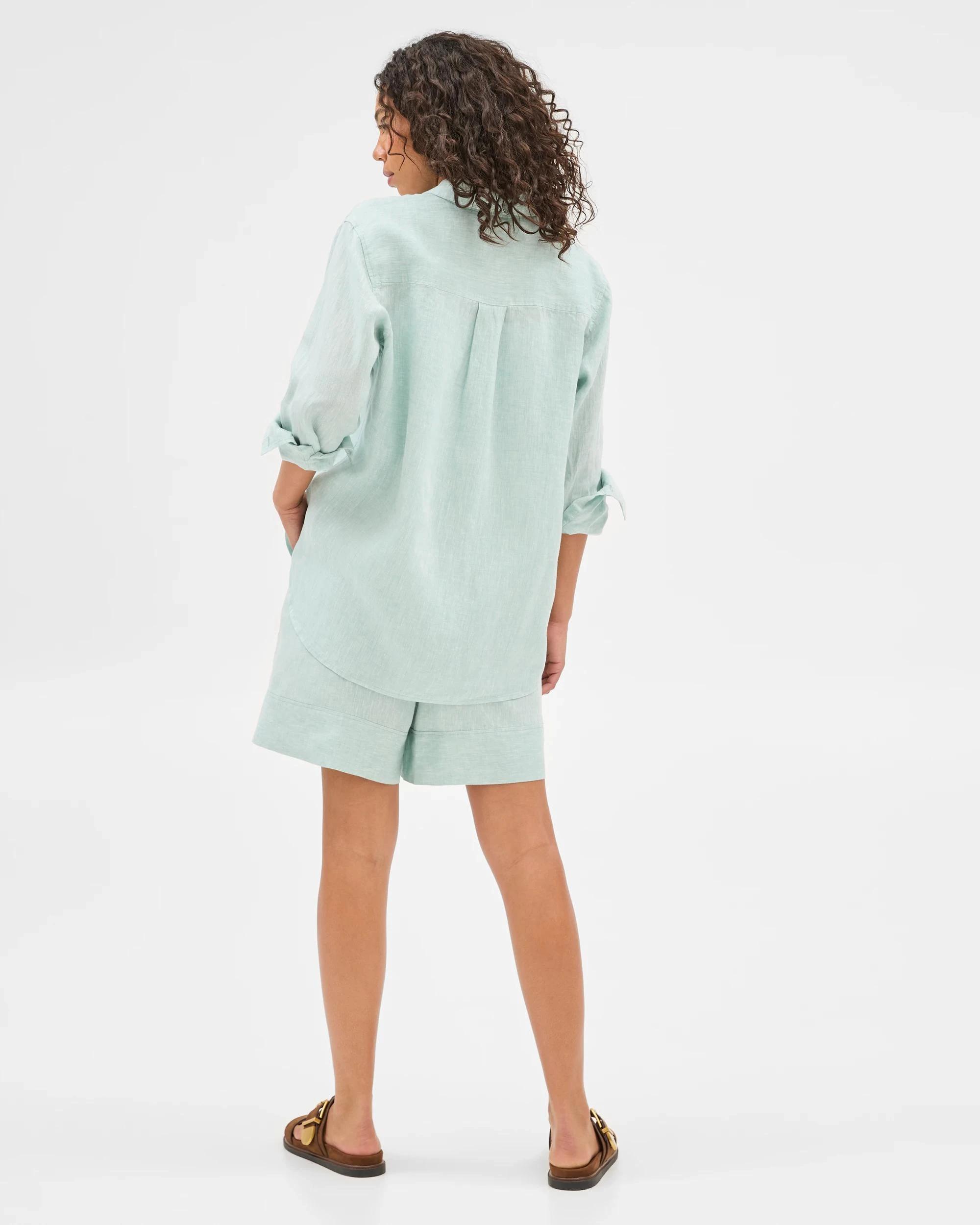 3 Target European Linen Long Sleeve Shirt AQUIFER X-DYE, 3 of 6