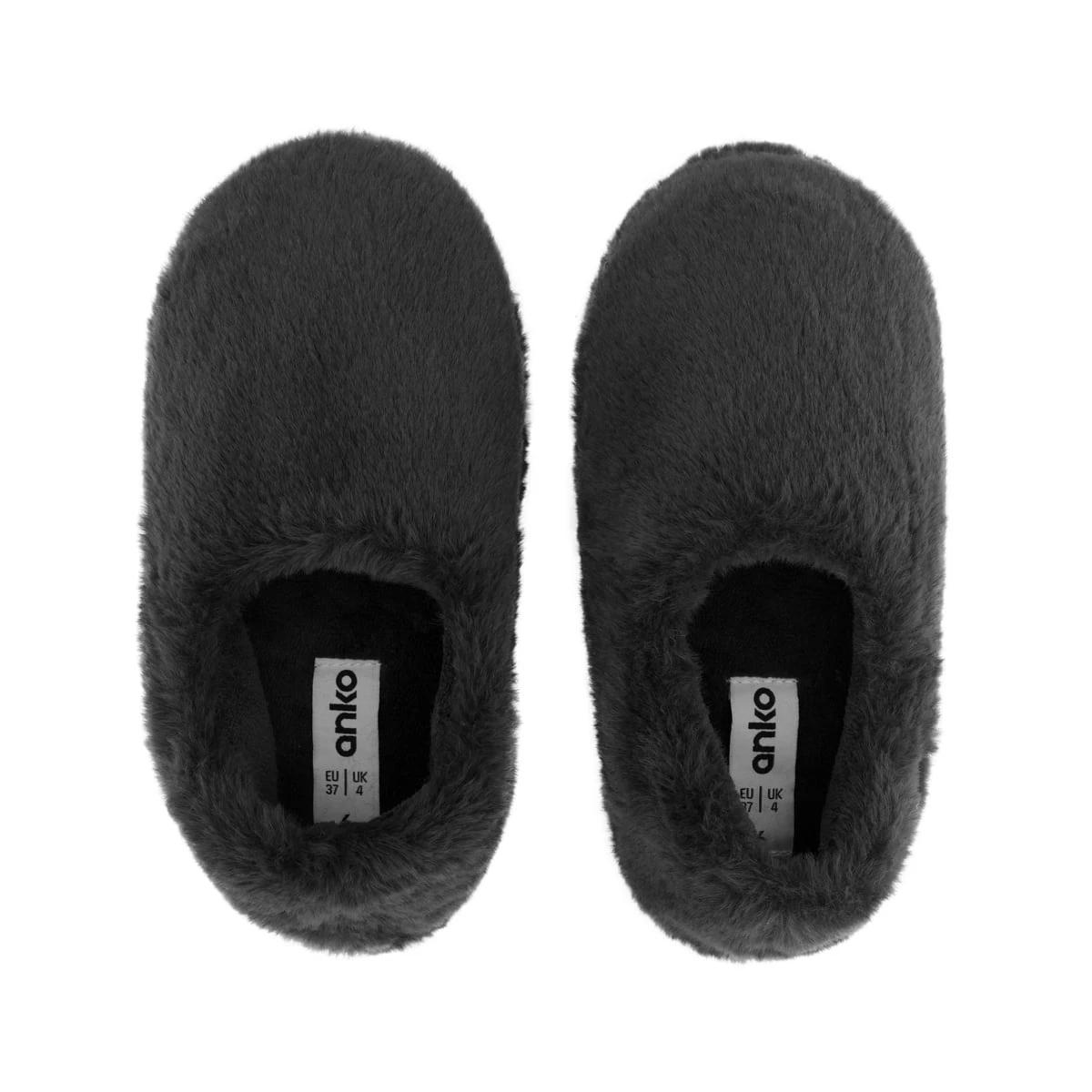 2 Furry Slippers Char Grey, 2 of 3