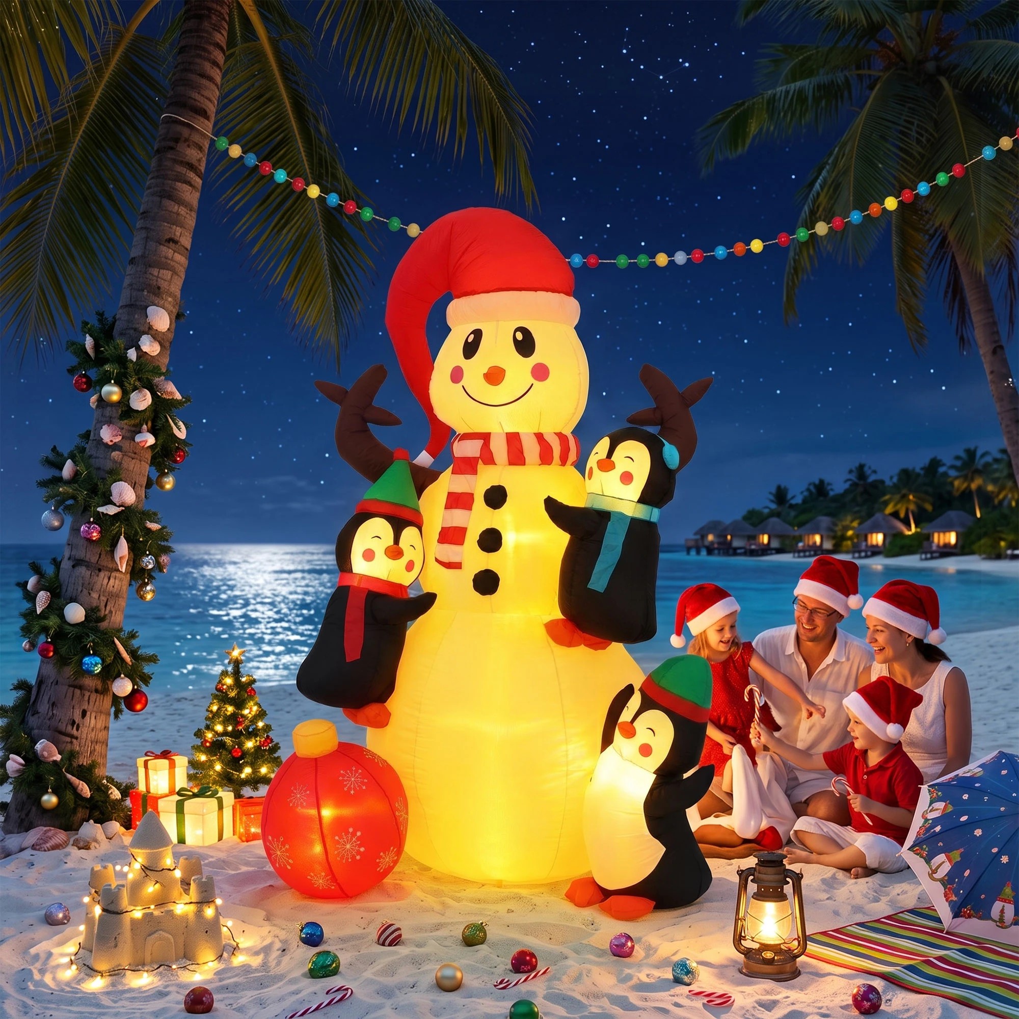 9 Jingle Jollys Christmas Inflatable Snowman 1.8M Height LED Outdoor Decorations Warm Light - Multi, 9 of 9