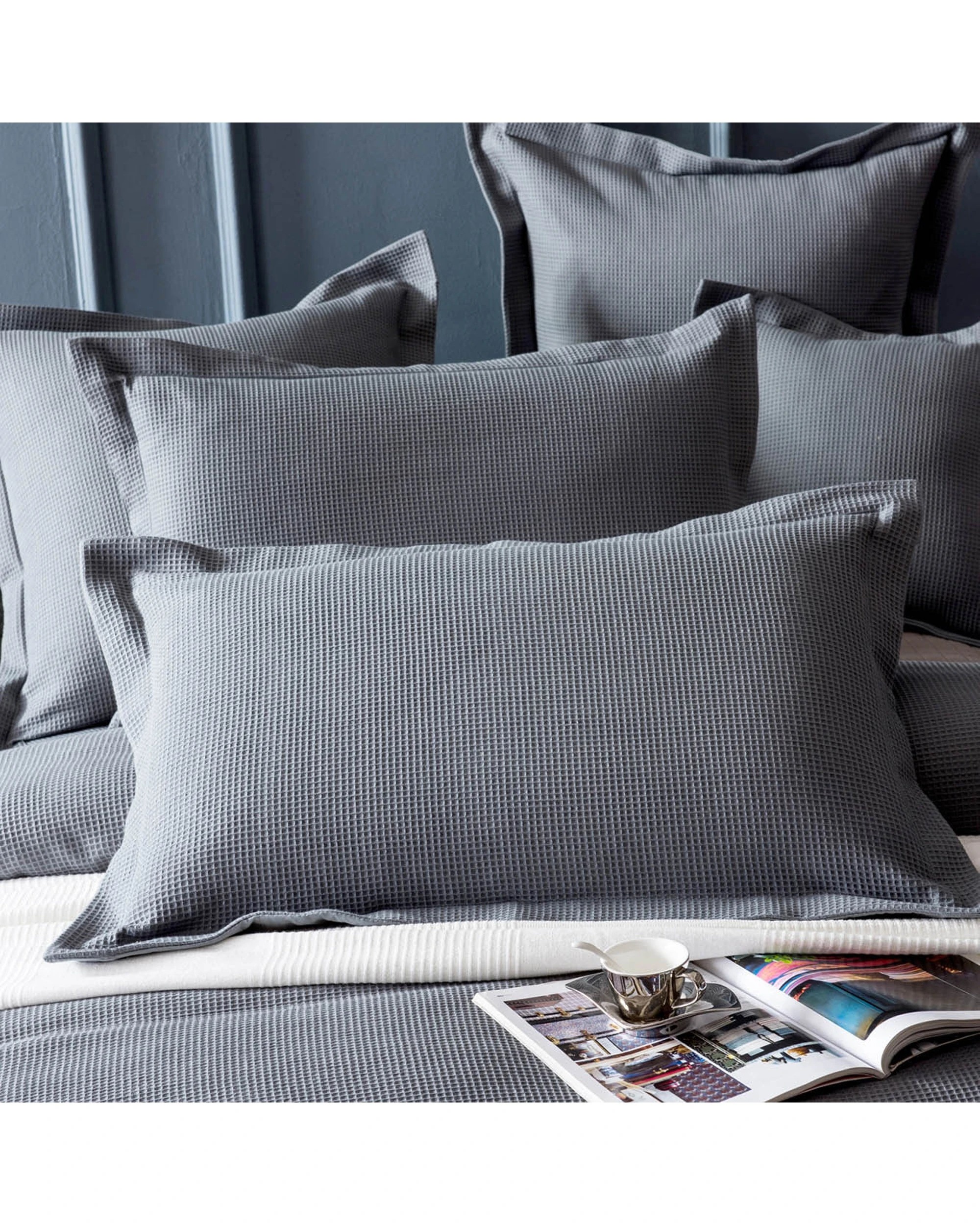 2 Cotton More 100% Premium Cotton Waffle Quilt Cover Set Double - Grey, 2 of 3