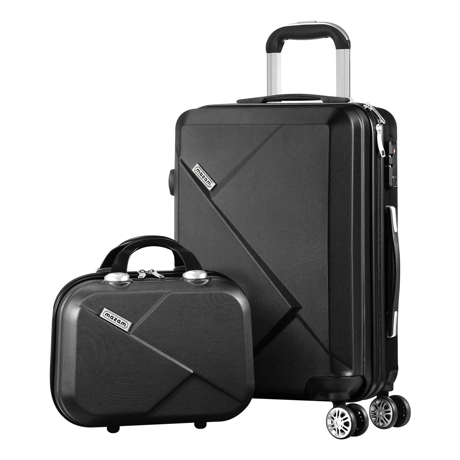 1 Mazam 2PCS Luggage Suitcase Trolley Set - Black, 1 of 8
