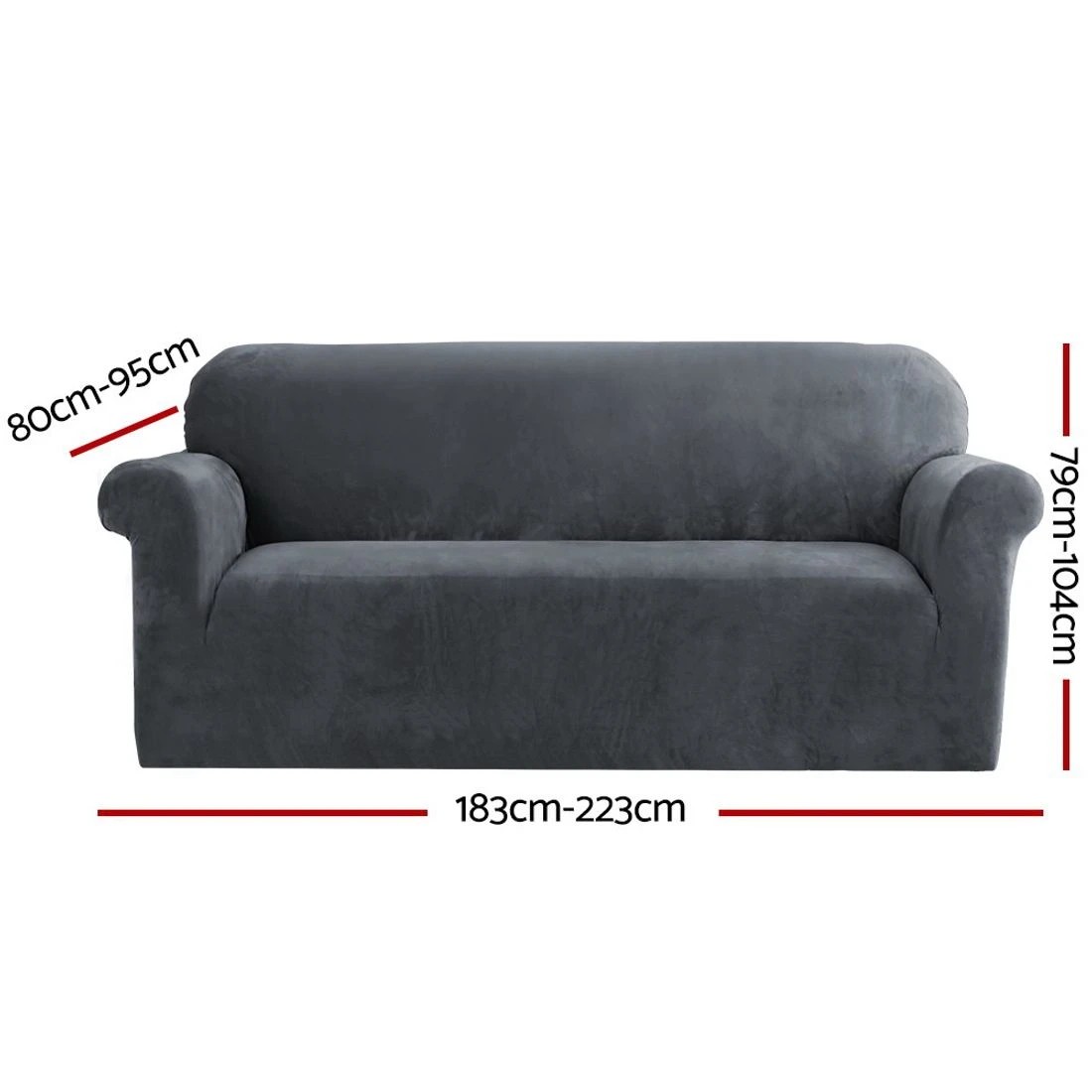 2 Artiss Sofa Cover Couch Covers 3 Seater Velvet - Grey, 2 of 6