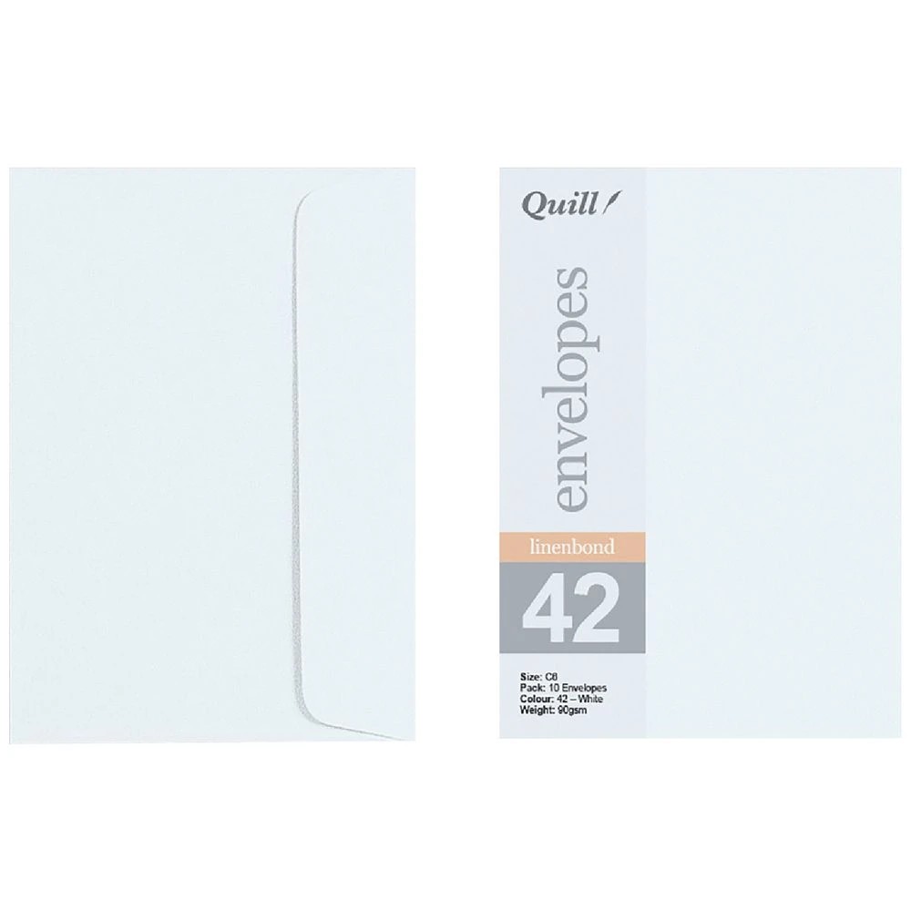 1 Quill Linen Bond C6 Envelopes White 10 Pack, 1 of 4