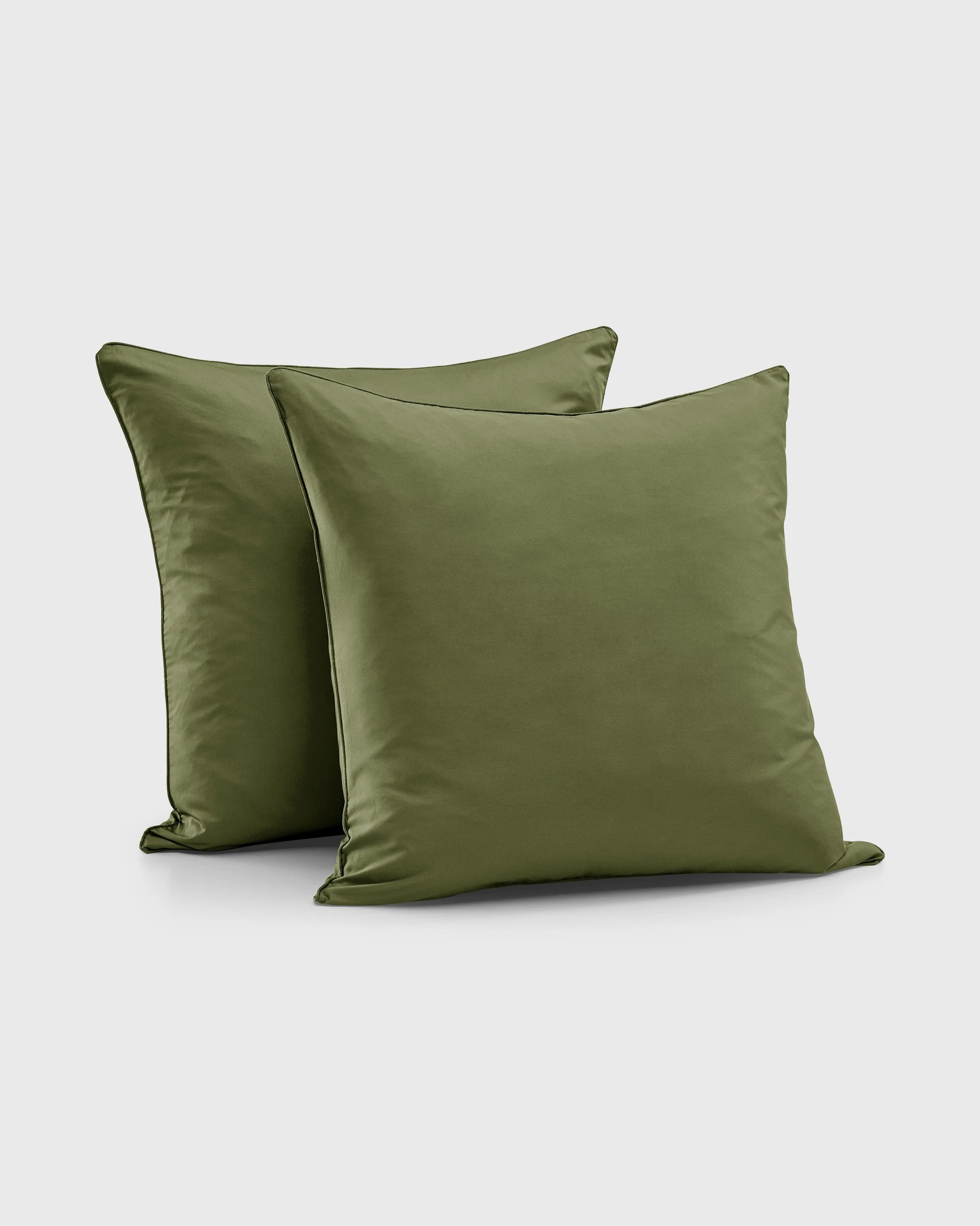 1 Dreamaker 400TC Premium Cotton Sateen Piped European Pillowcase Twin Pack - Olive, 1 of 6