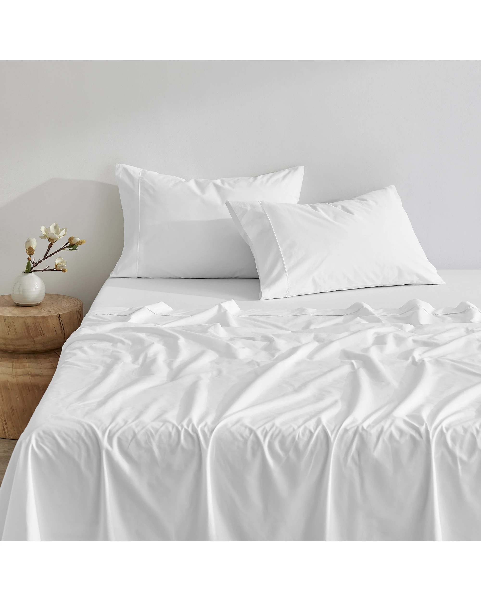 2 Dreamaker 300TC Cotton Percale Sheet Set - Single Bed - White, 2 of 8