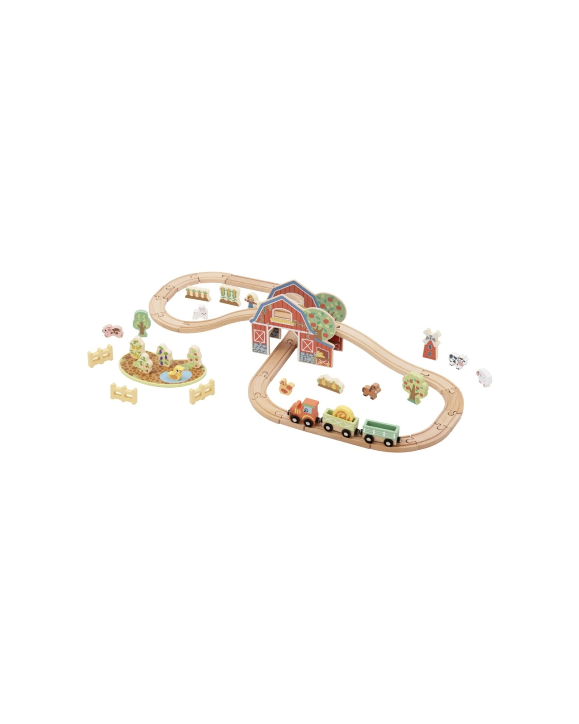 3 Tooky Toy Kids Children Wooden Farm Train and Animals Playset - Multi, 3 of 7