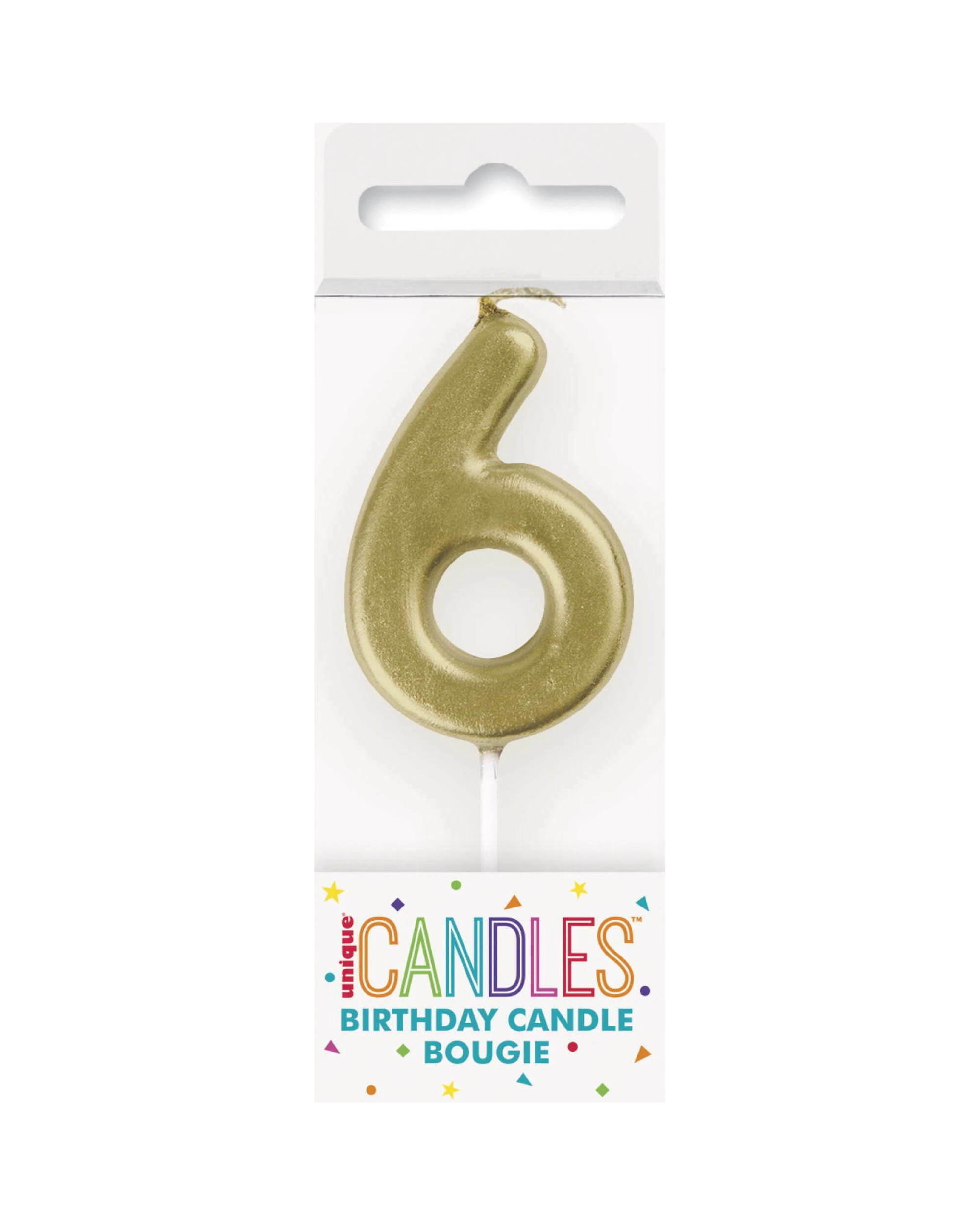 2 Unique Number 6 Candle - Gold, 2 of 2