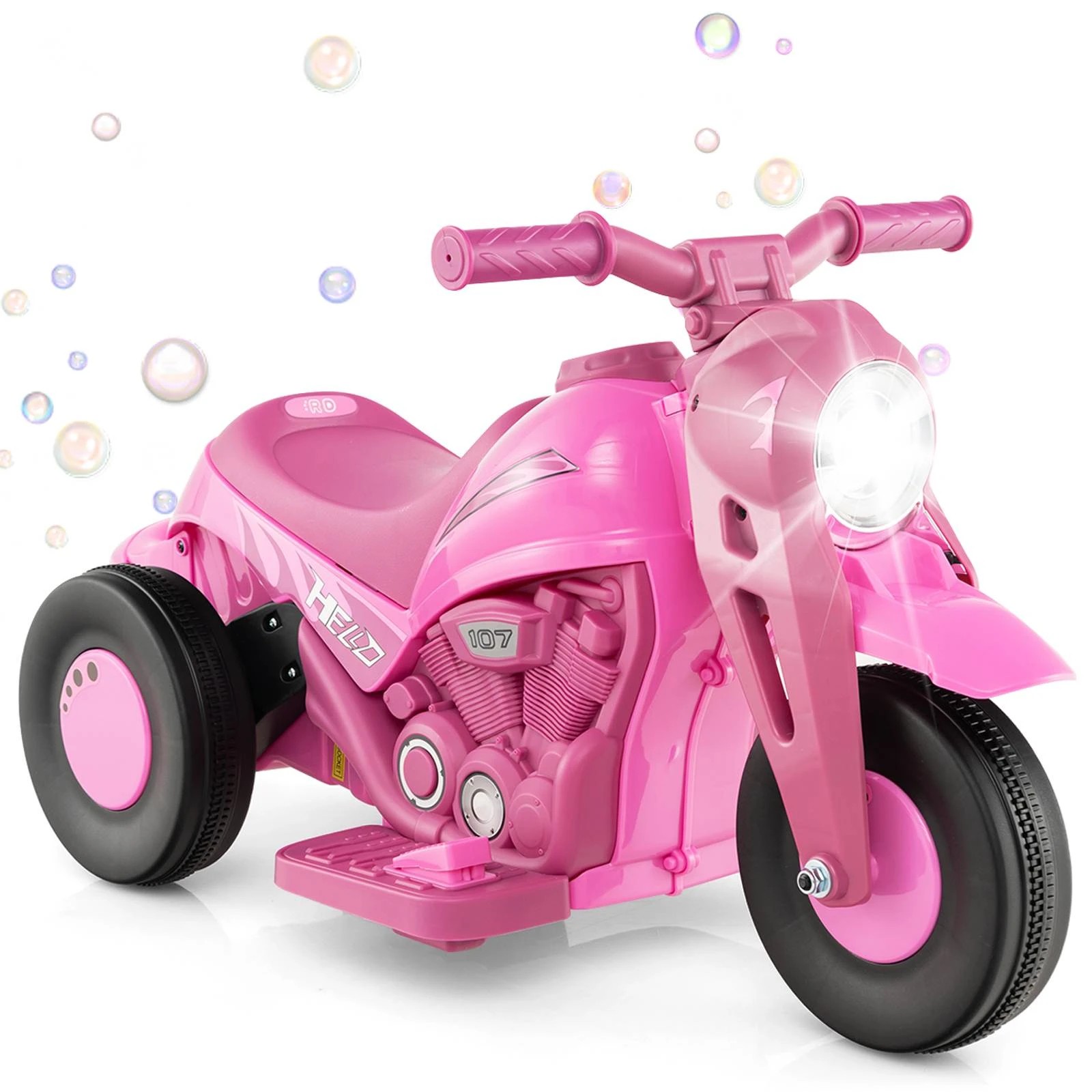 1 Costway 6V Bubble Car Electric Ride on Motorcycle - Pink, 1 of 1