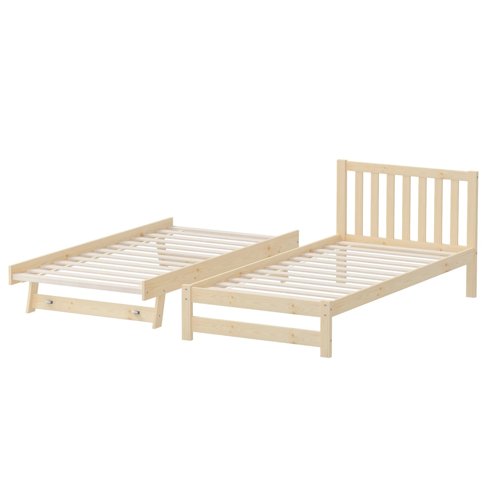 8 Oikiture Trundle Kids Bed Frame Single Wood - Natural, 8 of 10