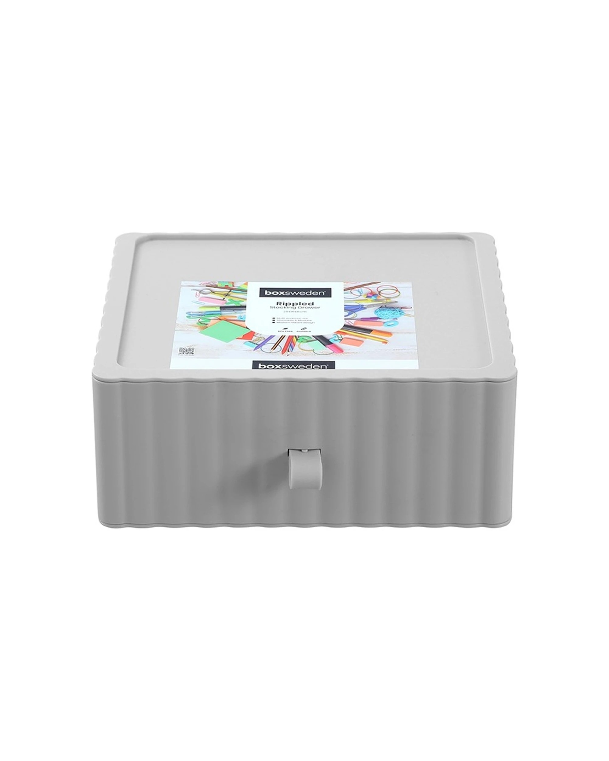 7 Boxsweden Rippled Stacking Drawer Organiser Ribbed Storage 20x18x8cm - Multi, 7 of 8