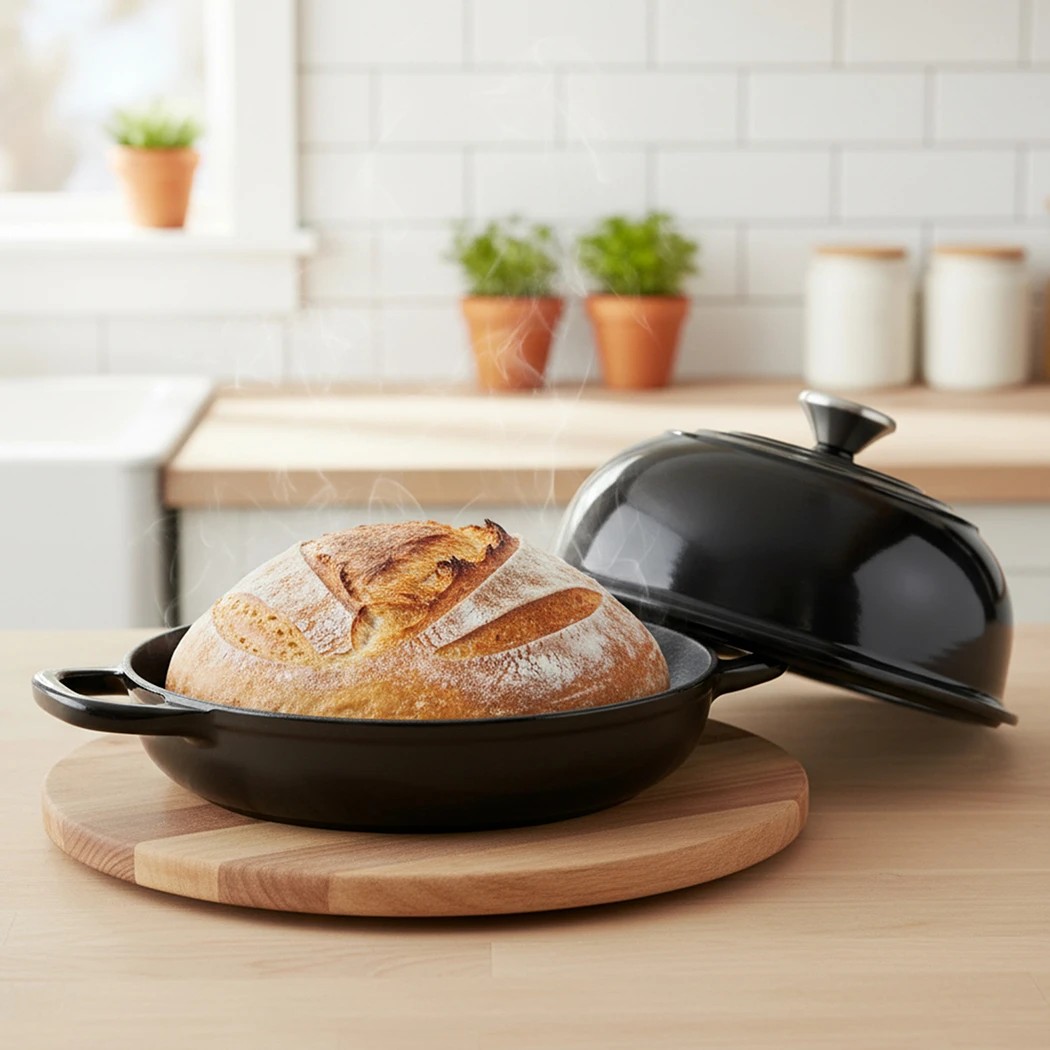 8 TOQUE Cast Iron Bread Pot,Black,Diameter 24, 8 of 8