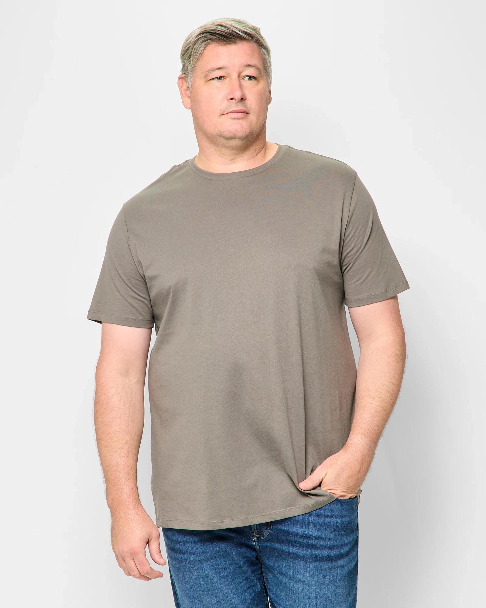 1 Target Plus Australian Cotton Crew T-Shirt MUSHROOM, 1 of 5