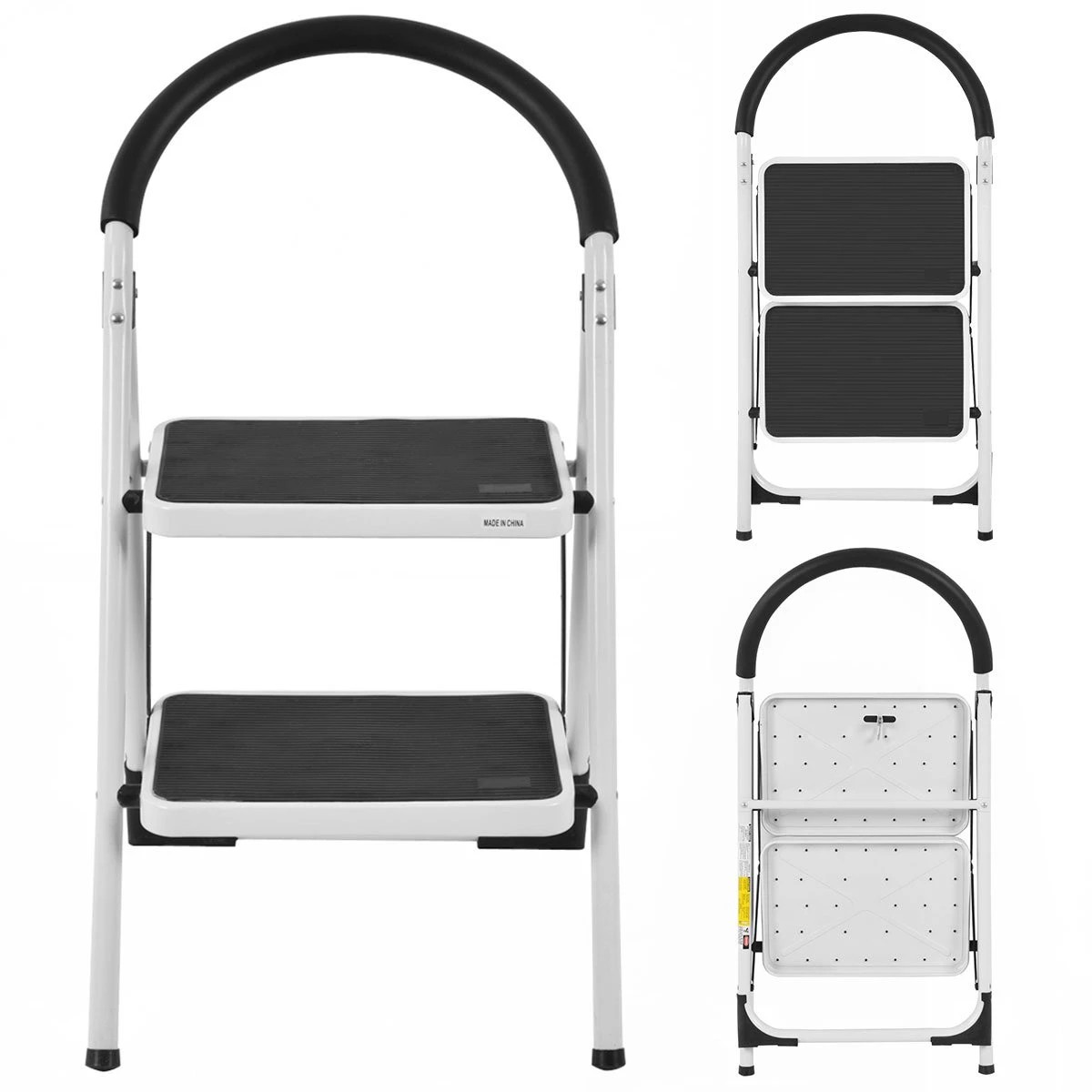 1 Costway 2-Steps Folding Ladder Portable Step Stool w/Anti-Slip Pedal, 1 of 2