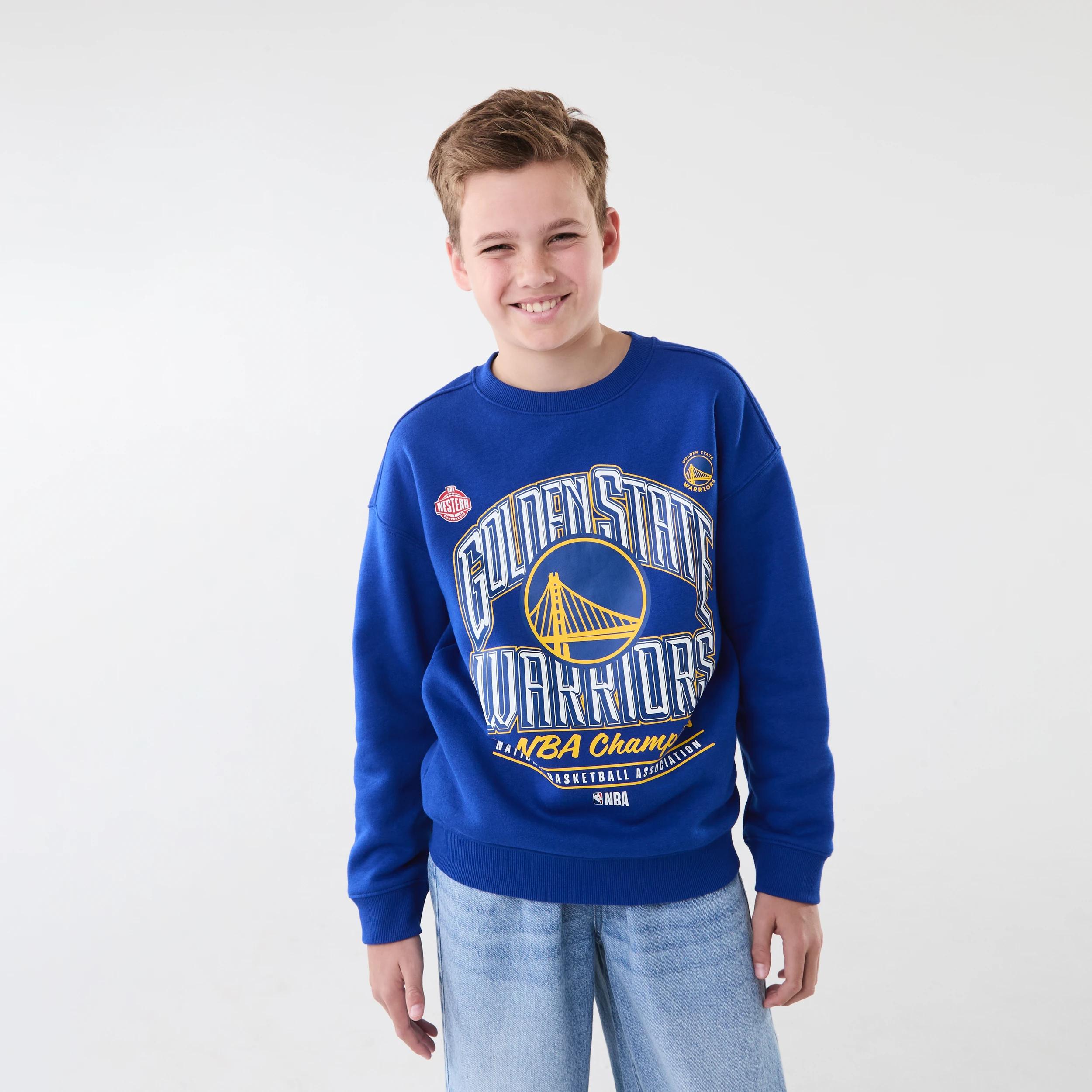 1 Official NBA Kids Fleece Crew Neck Top BLUE WARRIORS, 1 of 6