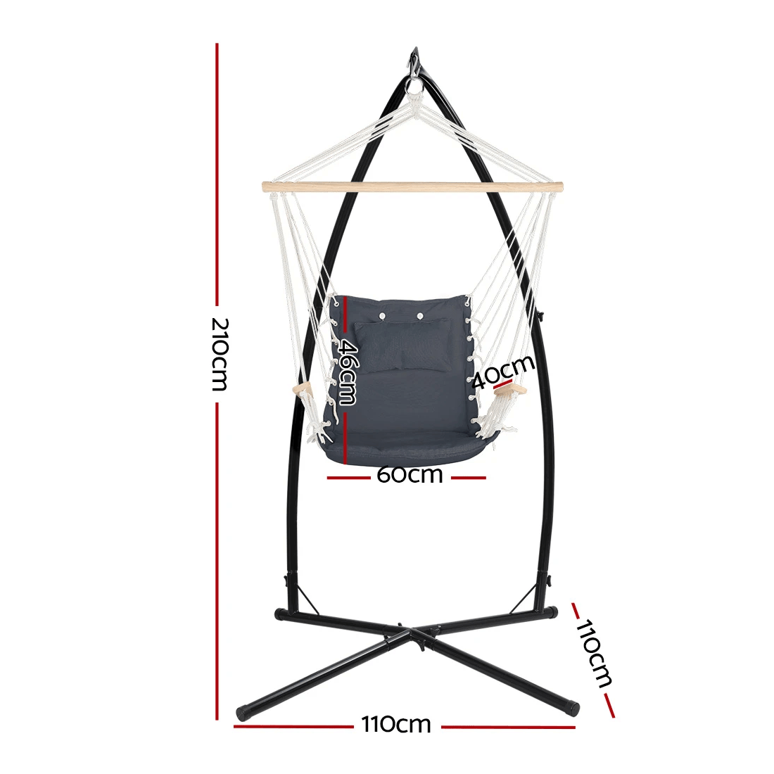 2 Gardeon Hammock Chair with Steel Stand Armrest Outdoor Hanging - Multi, 2 of 2