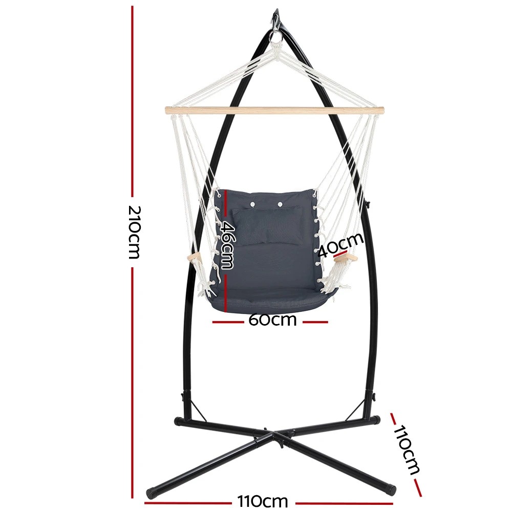 2 Gardeon Hammock Chair with Steel Stand Armrest Outdoor Hanging - Multi, 2 of 6