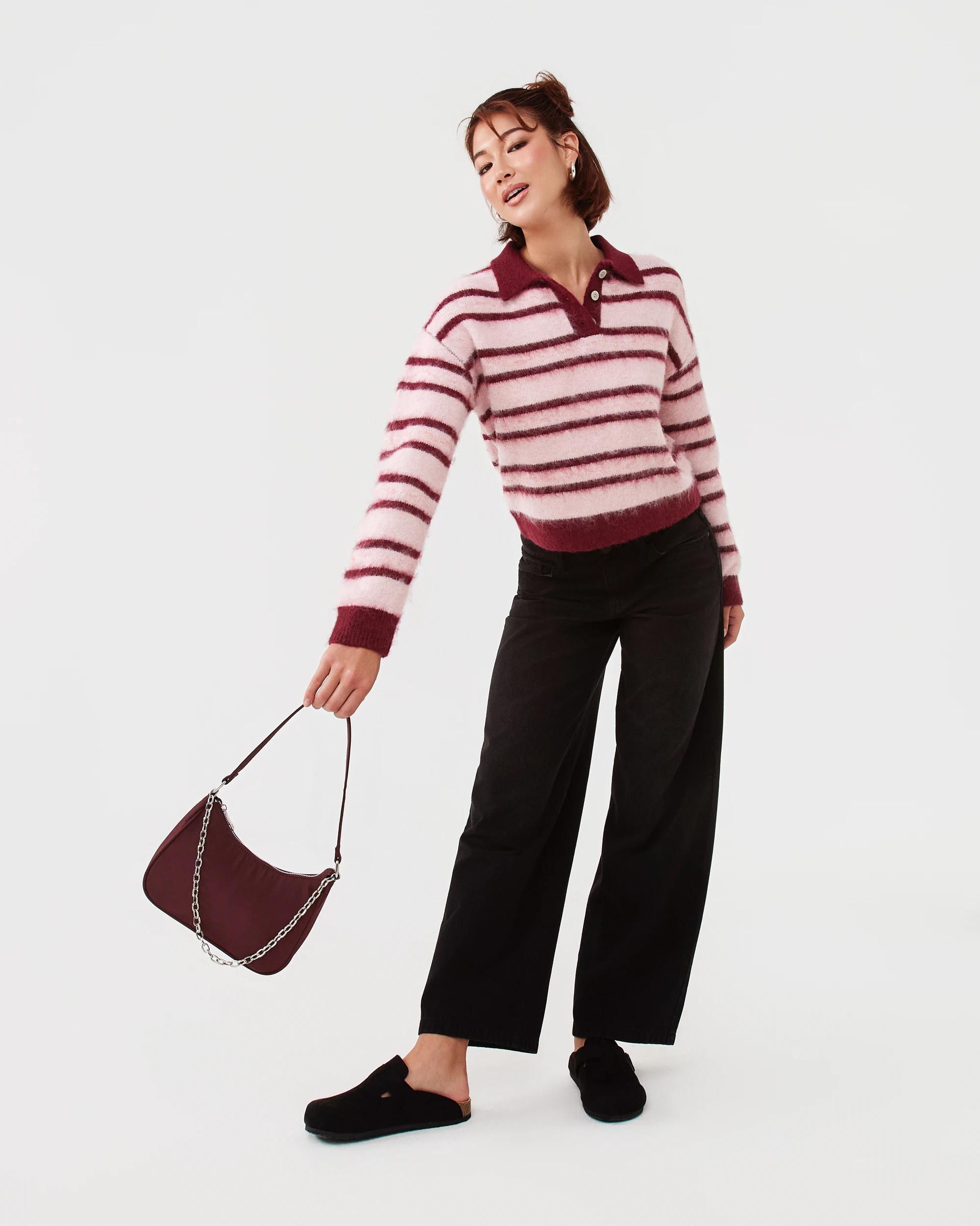 6 Nylon Shoulder Bag Red Plum, 6 of 7