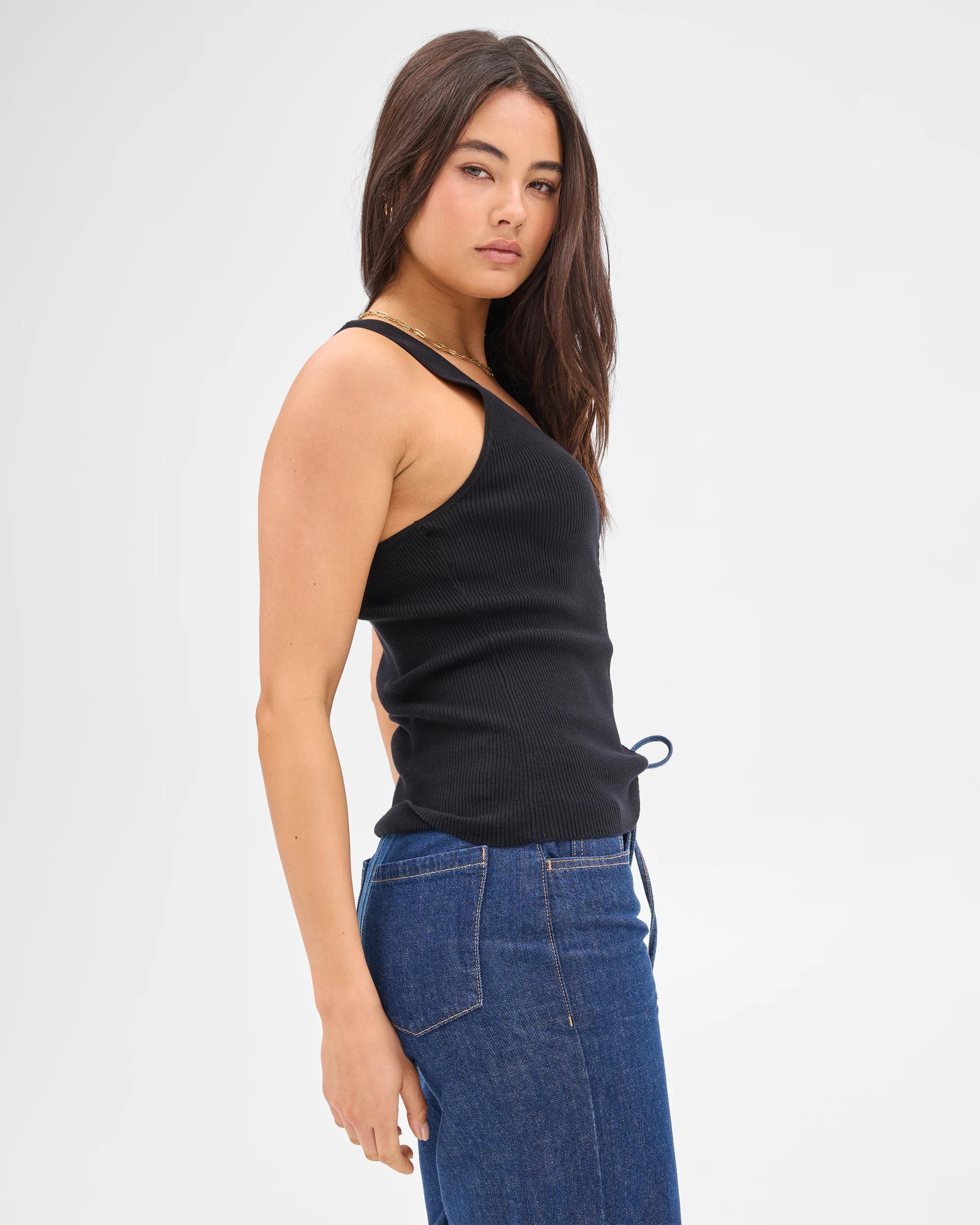 4 Stitch Detail Knit Tank Top - Lily Loves BLACK, 4 of 7