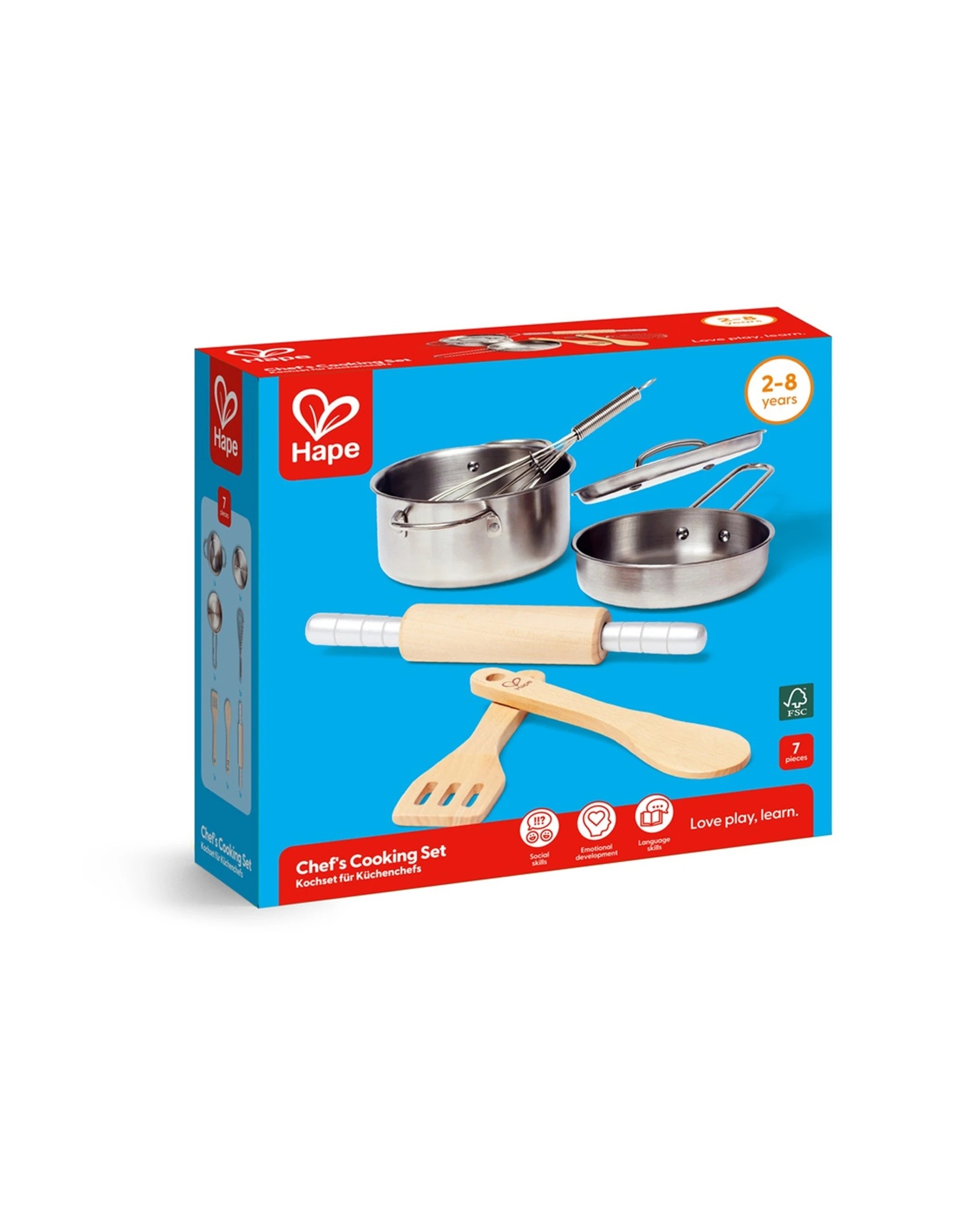 2 Hape Chef's Cooking Set With Stainless Steel Pots and Wooden Utensils Kids - Multi, 2 of 4