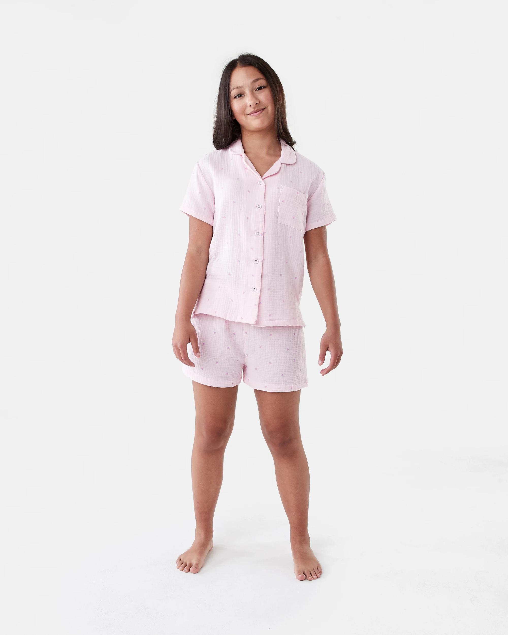 1 Short Sleeve Woven Pyjama Set PINK STRAWBERRY, 1 of 8
