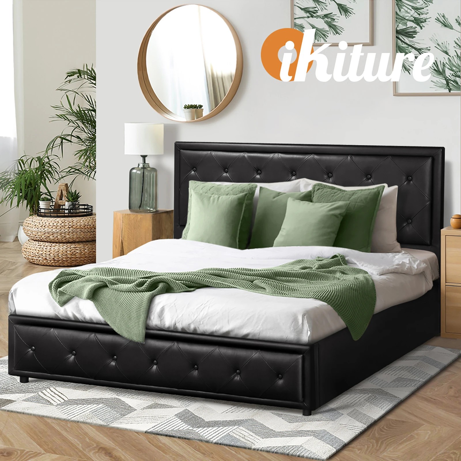 6 Oikiture King Bed Frame Gas Lift Base With Storage Enzo
 - Black, 6 of 10