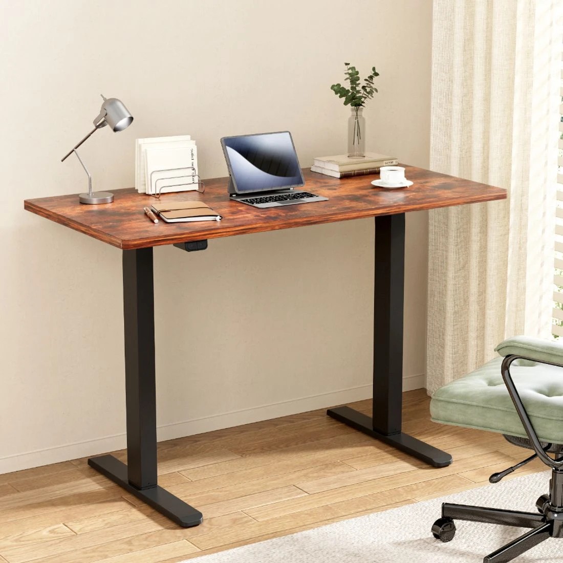 3 Artiss Standing Desk Motorised Rustic Brown - Multi, 3 of 5