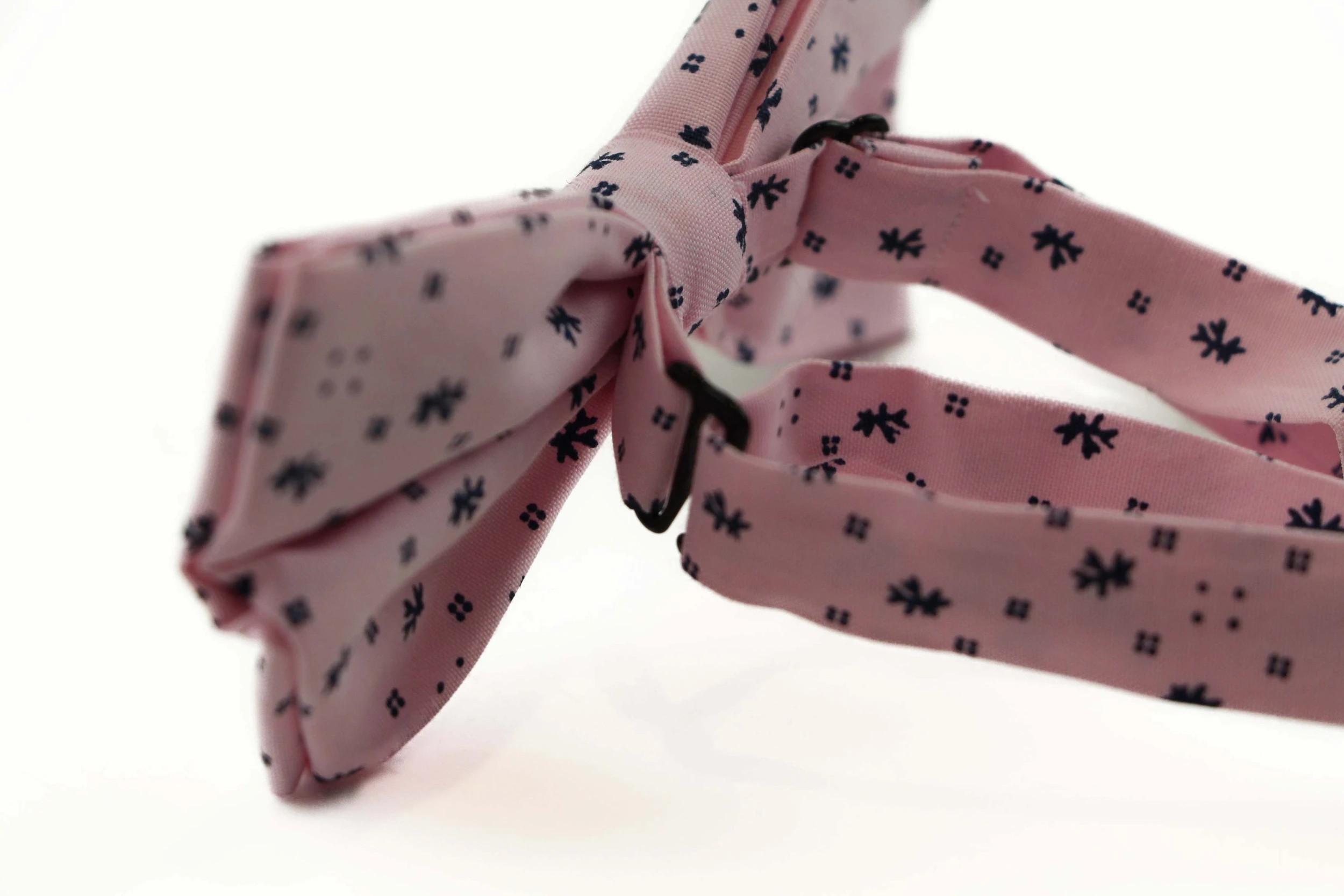 2 Zasel Mens Light Pink Preppy Leaf & Dots Patterned Cotton Bow Tie - Multi, 2 of 4
