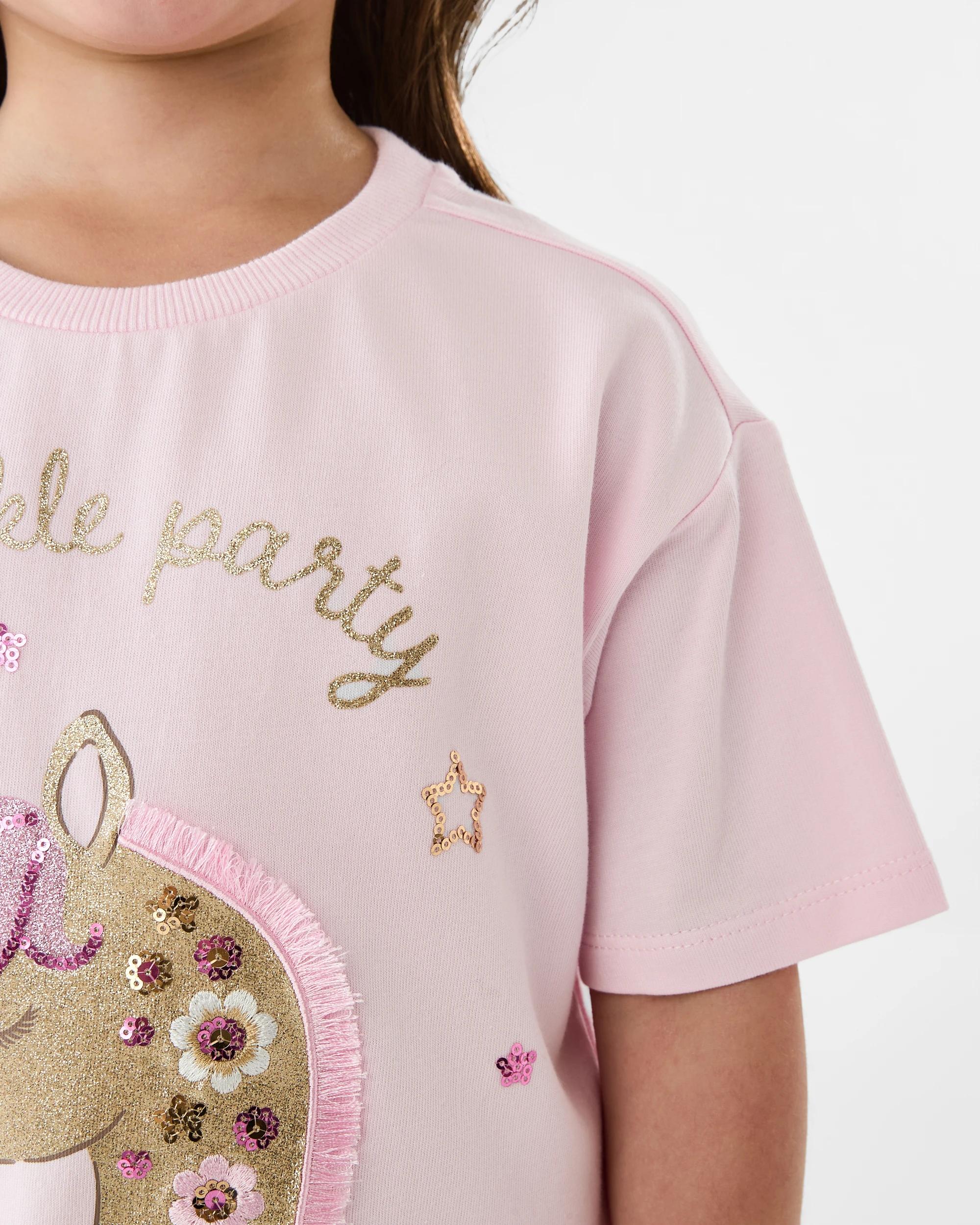 5 Short Sleeve Embellished T-shirt Pnk Uncrn, 5 of 7