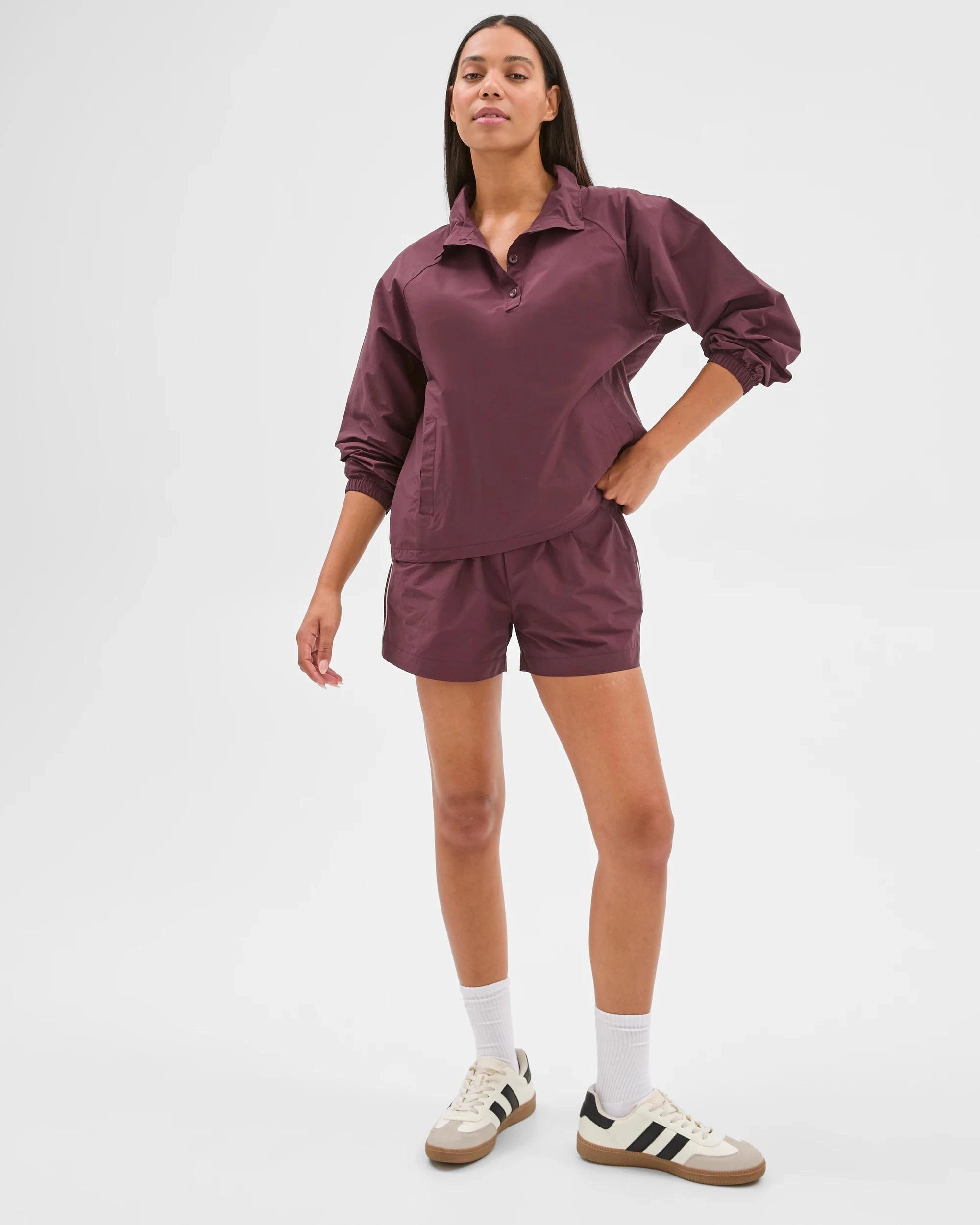 1 Target Active Australian Cotton Blend Woven Polo Anorak WINE, 1 of 7