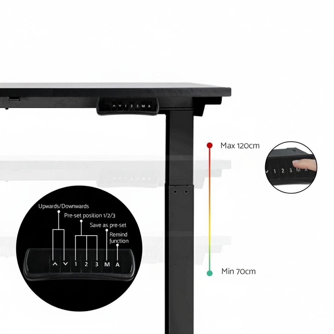 4 Artiss Standing Desk Motorised Dual Motor  120CM - Black, 4 of 5
