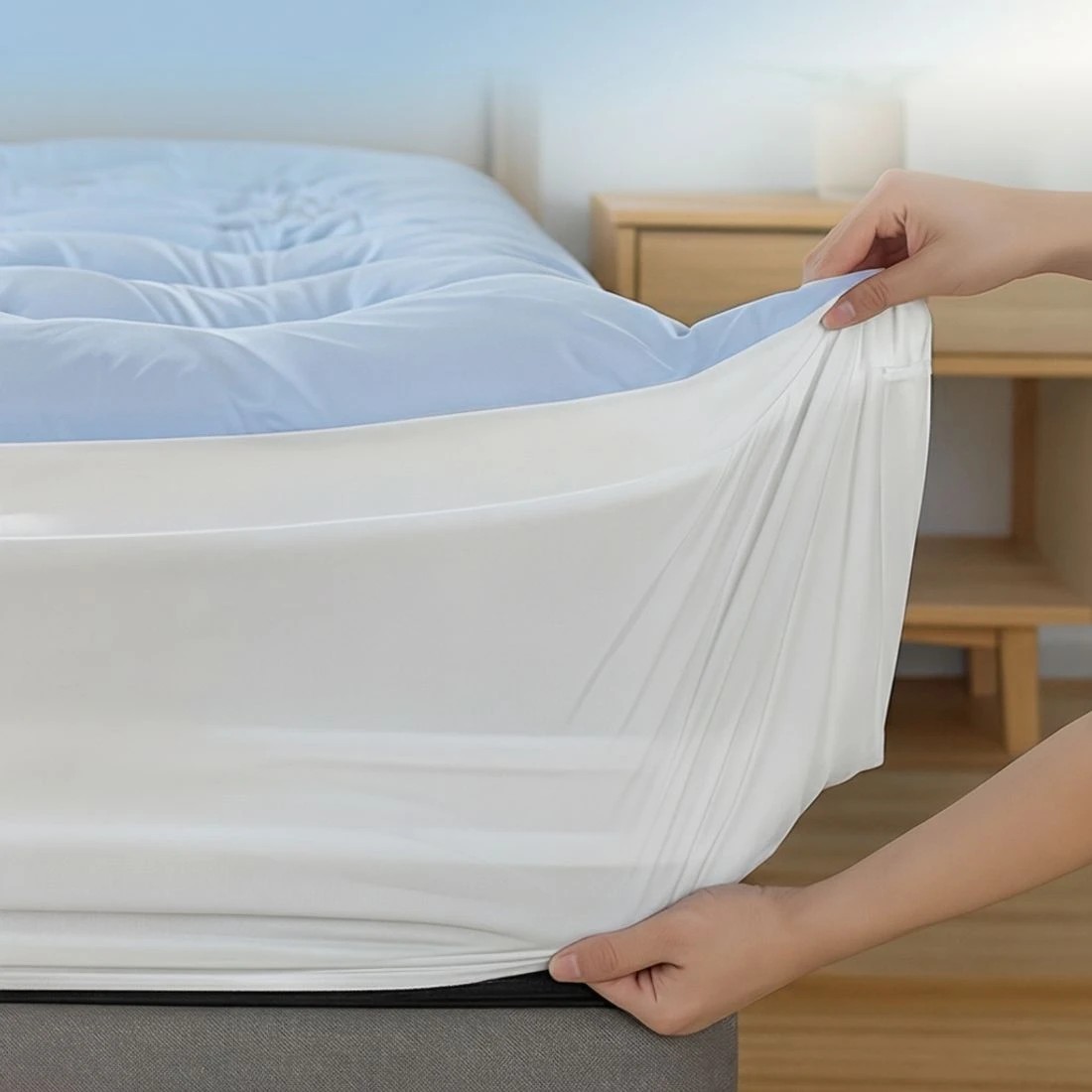 8 Giselle 5cm Mattress Topper Pillowtop toppers Double - Blue, 8 of 9