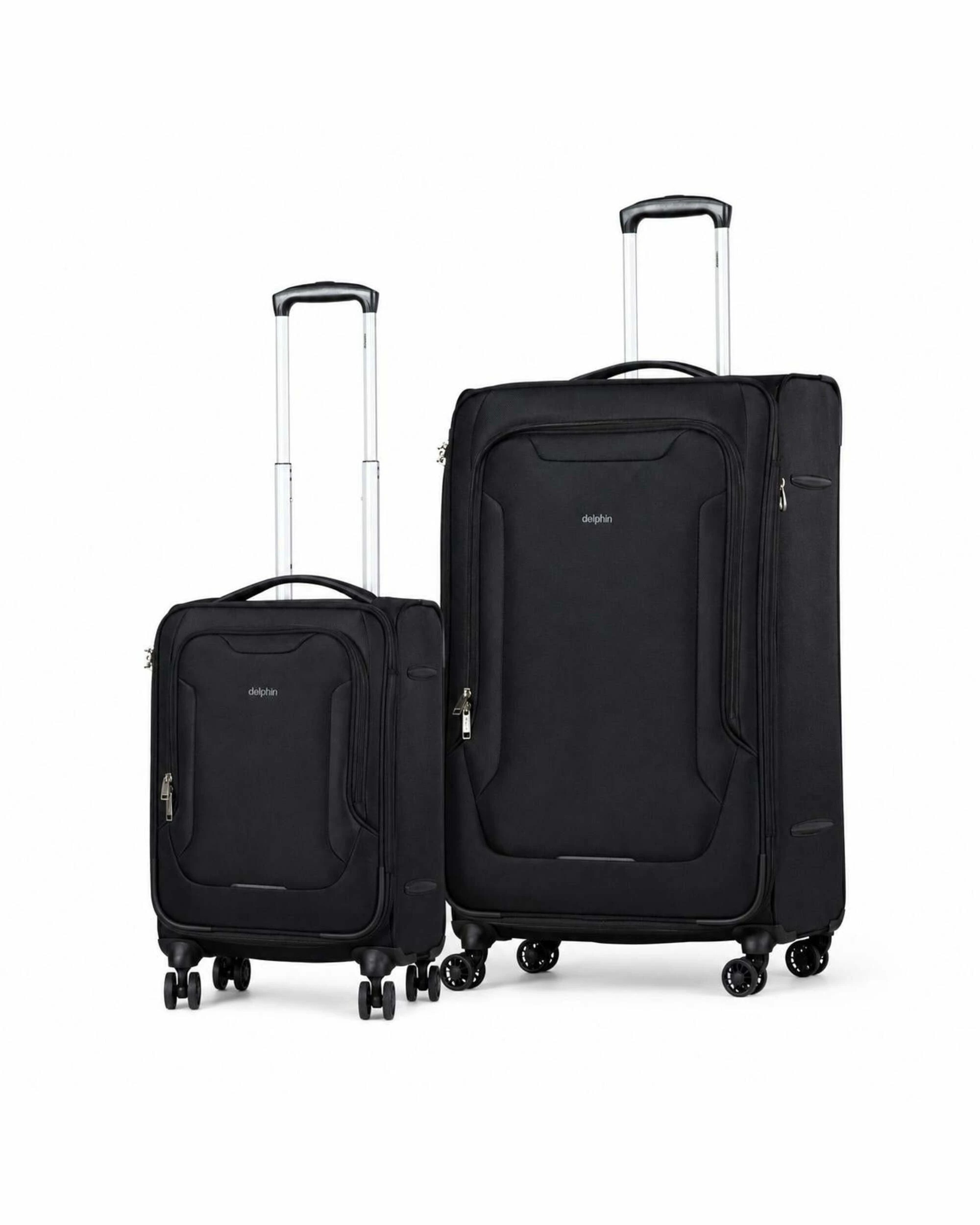 1 delphin caspian 2 Piece Suitcase Set Large & Carry-On 2P - Black, 1 of 5