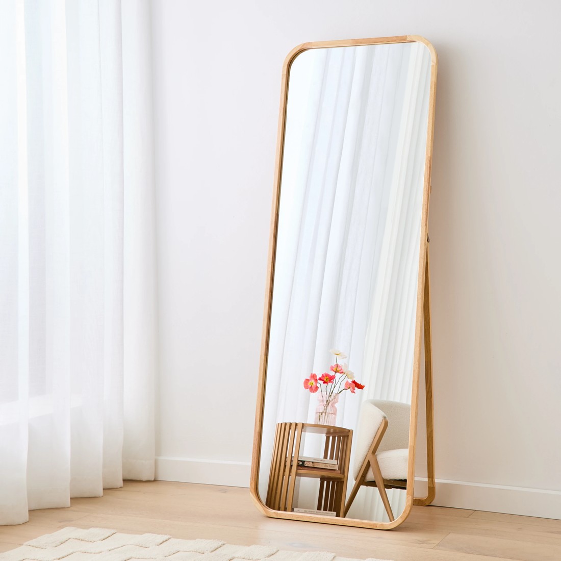1 Oak Look Mirror with Stand - 170cm x 60cm, 1 of 6